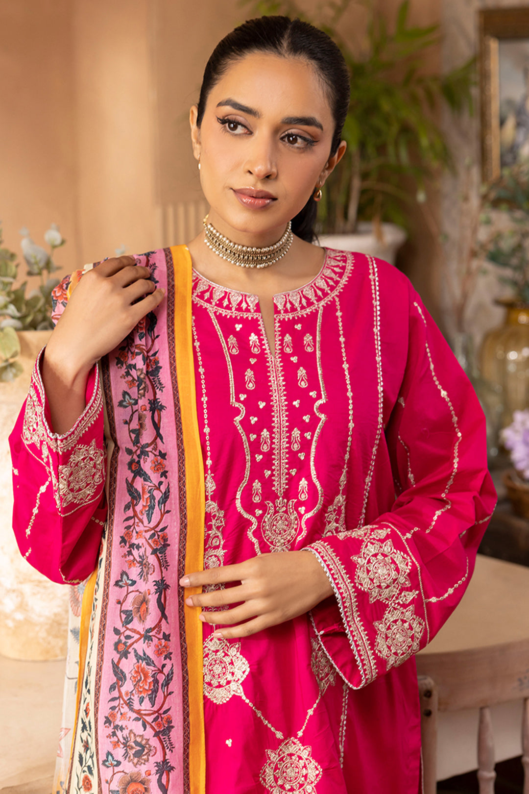 Zellbury | Unstitched 3 Piece Magenta | Embroidered Shirt Shalwar Dupatta - 1145 -  Zellbury Women Signature Unstitched - Original Designer Dress - House of Maryam