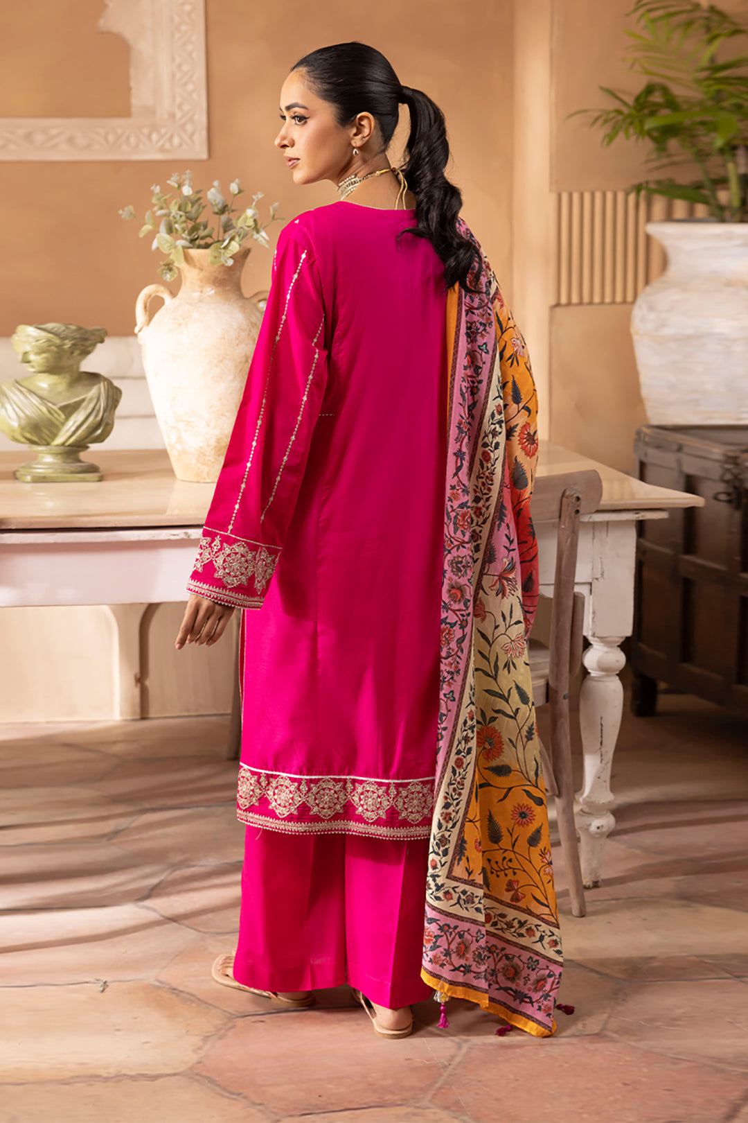 Zellbury | Unstitched 3 Piece Magenta | Embroidered Shirt Shalwar Dupatta - 1145 -  Zellbury Women Signature Unstitched - Original Designer Dress - House of Maryam