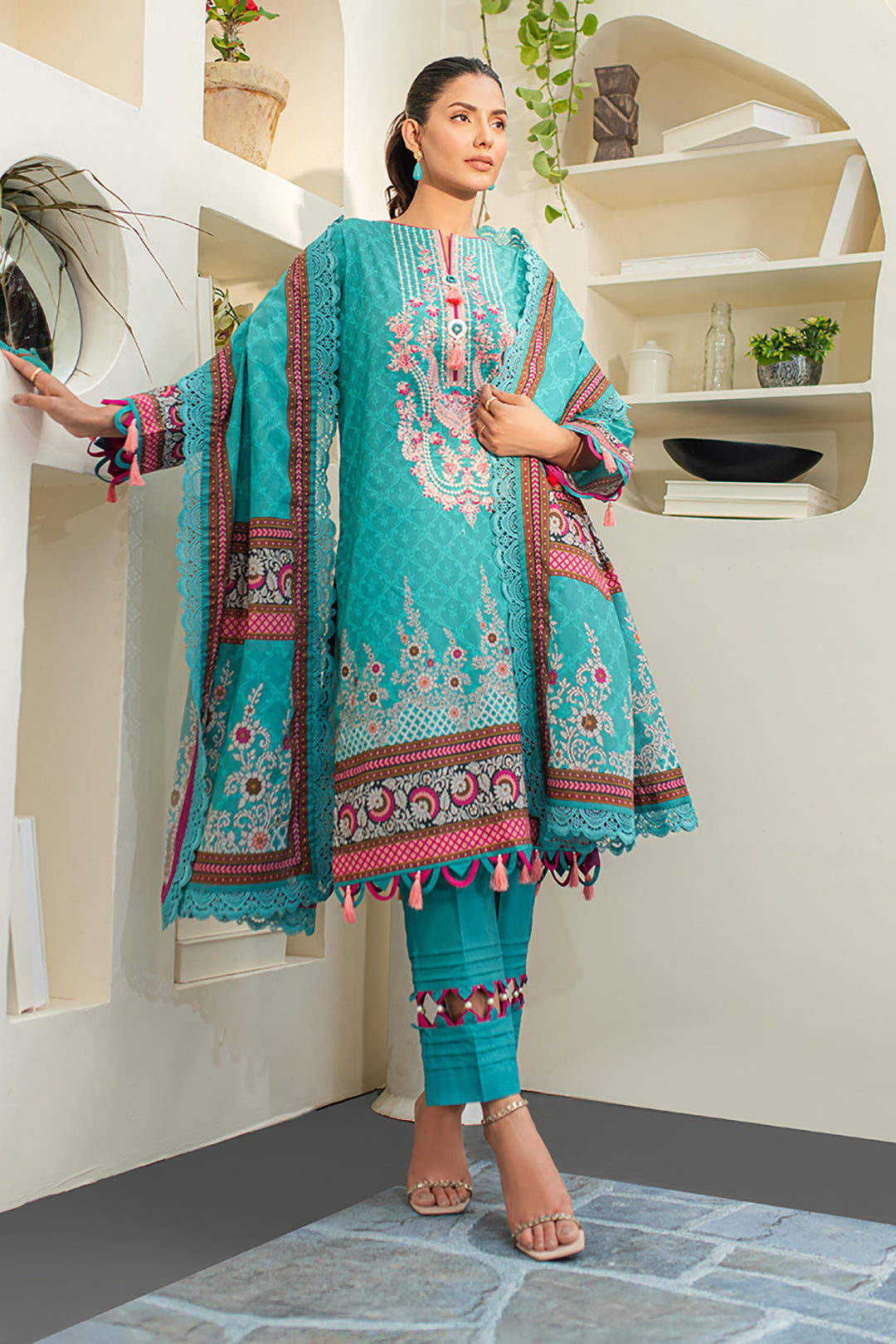 Zellbury | Unstitched 3 Piece Lawn | Embroidered Shirt Shalwar Dupatta - 1249 -  Zellbury Women Essential Unstitched - Original Designer Dress - House of Maryam