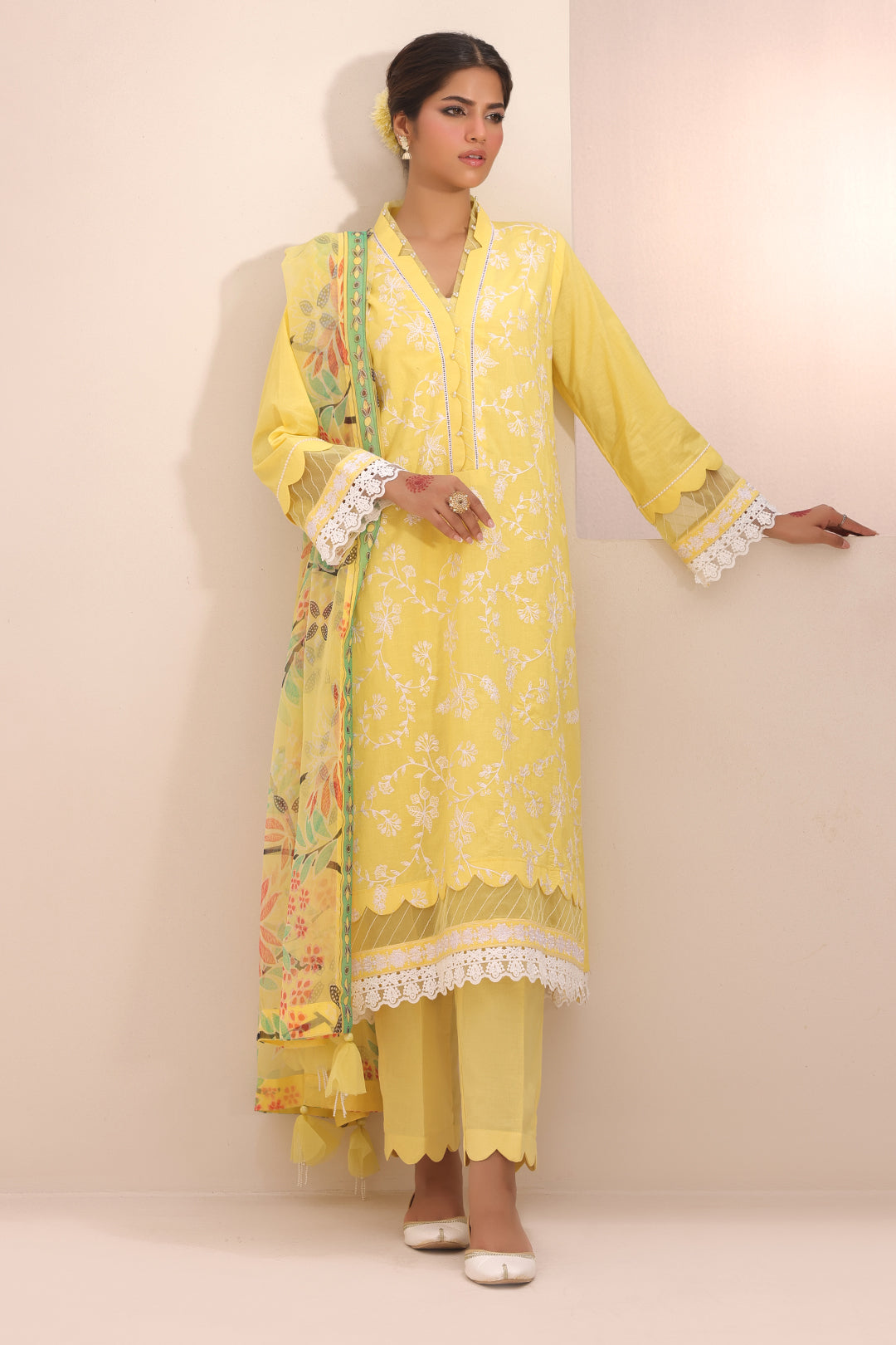 Zellbury | Unstitched 3 Piece Lawn | Embroidered Shirt Shalwar Dupatta - 1261 -  Zellbury Women Essential Unstitched - Original Designer Dress - House of Maryam