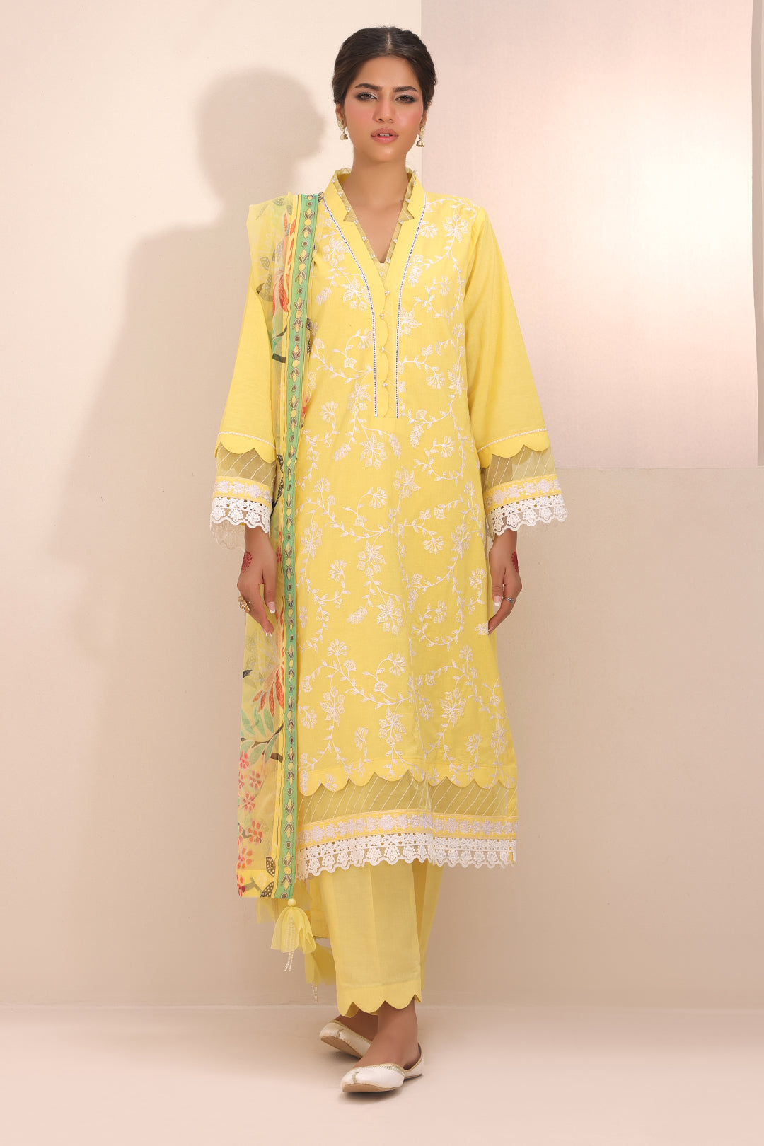 Zellbury | Unstitched 3 Piece Lawn | Embroidered Shirt Shalwar Dupatta - 1261 -  Zellbury Women Essential Unstitched - Original Designer Dress - House of Maryam