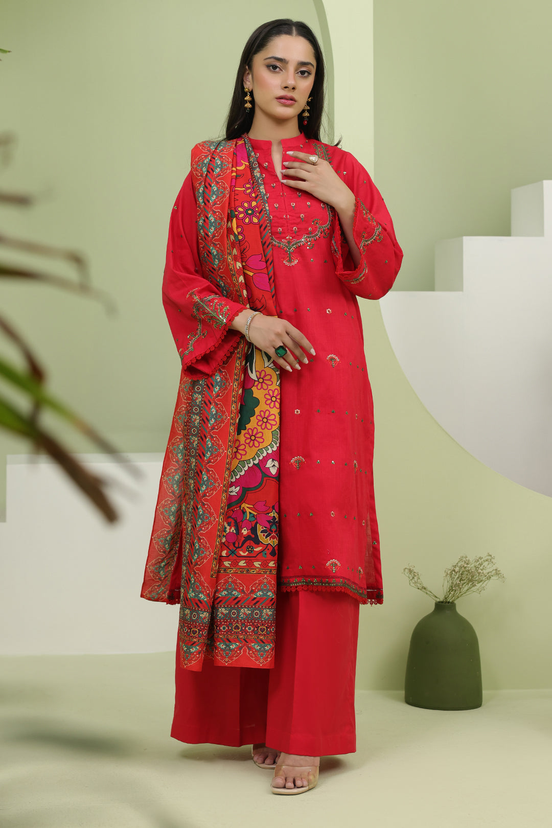 Zellbury | Unstitched 3 Piece Slub | Embroidered Shirt Shalwar Dupatta - 1272 -  Zellbury Women Signature Unstitched - Original Designer Dress - House of Maryam