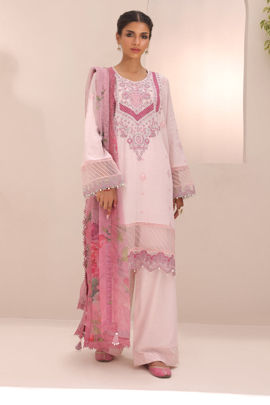 Zellbury | Unstitched 3 Piece Cambric | Embroidered Shirt Shalwar Dupatta - 1543 -  Zellbury Women Signature Unstitched - Original Designer Dress - House of Maryam