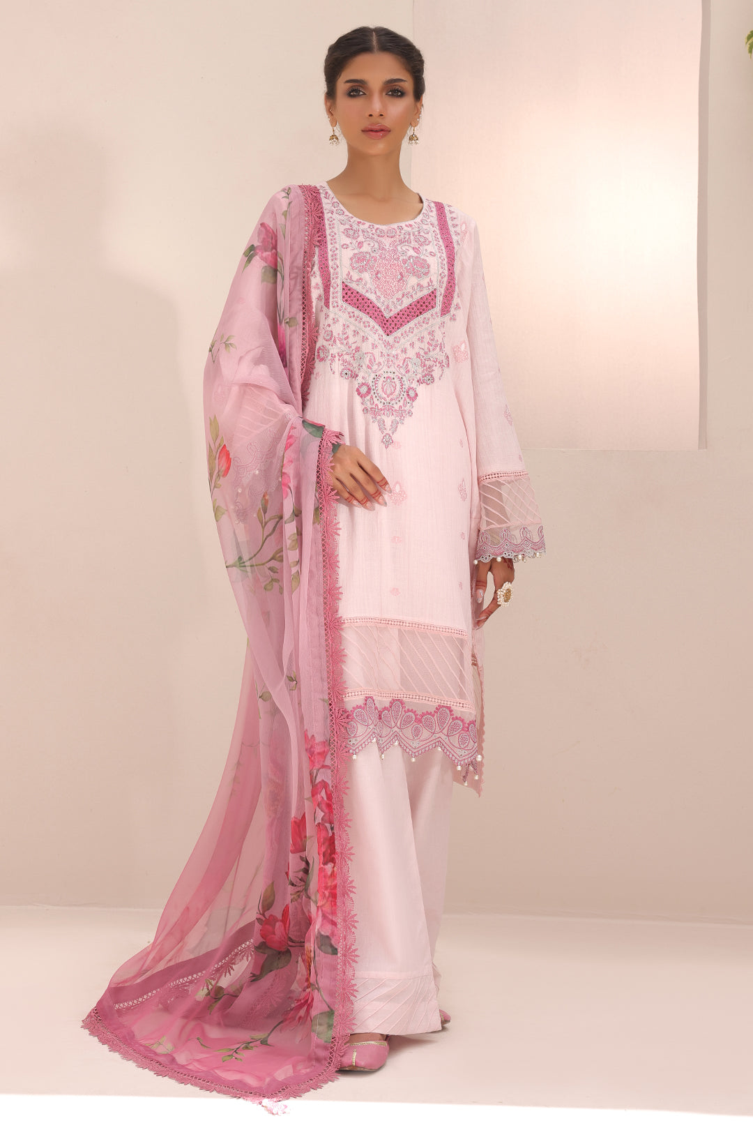 Zellbury | Unstitched 3 Piece Cambric | Embroidered Shirt Shalwar Dupatta - 1543 -  Zellbury Women Signature Unstitched - Original Designer Dress - House of Maryam