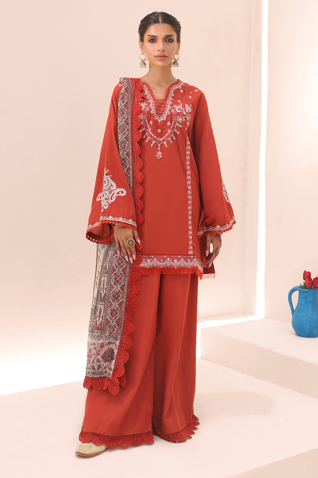 Zellbury | Unstitched 3 Piece Cambric | Embroidered Shirt Shalwar Dupatta - 1544 -  Zellbury Women Signature Unstitched - Original Designer Dress - House of Maryam