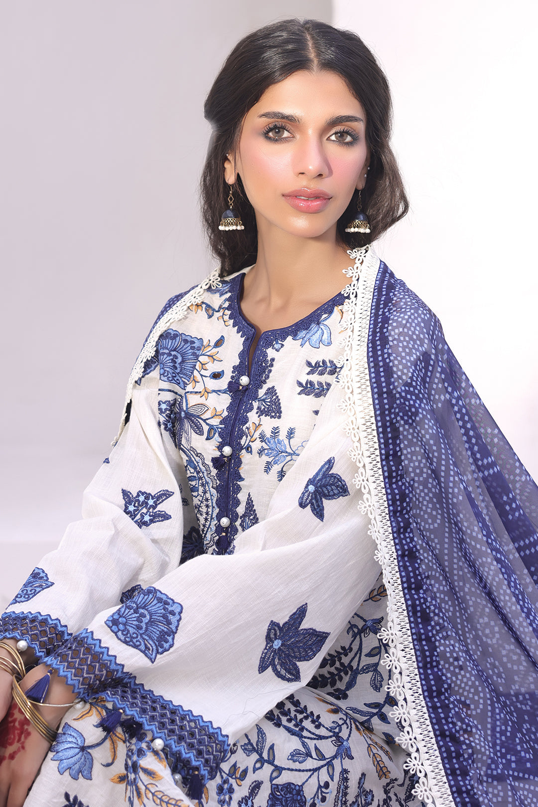 Zellbury | Unstitched 3 Piece Cambric | Embroidered Shirt Shalwar Dupatta - 1554 -  Zellbury Women Signature Unstitched - Original Designer Dress - House of Maryam