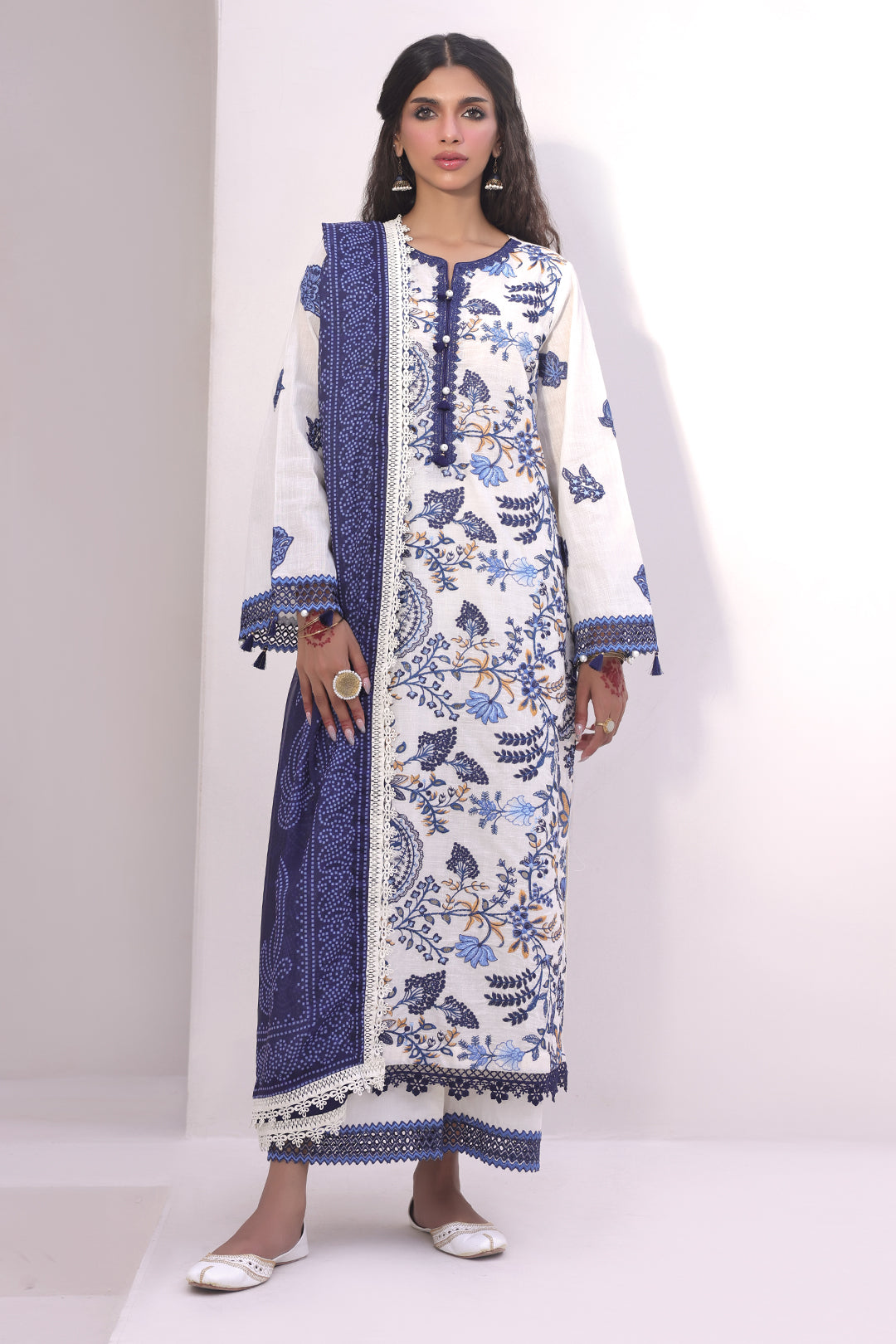 Zellbury | Unstitched 3 Piece Cambric | Embroidered Shirt Shalwar Dupatta - 1554 -  Zellbury Women Signature Unstitched - Original Designer Dress - House of Maryam