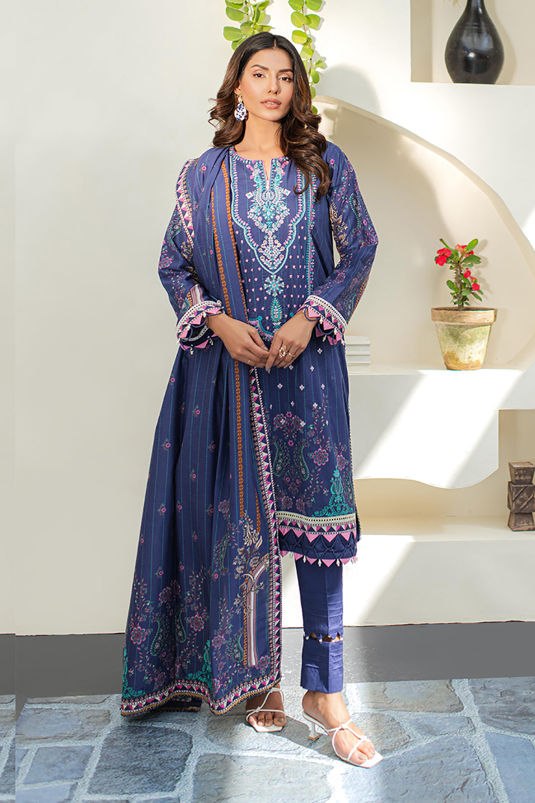 Zellbury | Unstitched 3 Piece Lawn | Embroidered Shirt Shalwar Dupatta - 1680 -  Zellbury Women Essential Unstitched - Original Designer Dress - House of Maryam