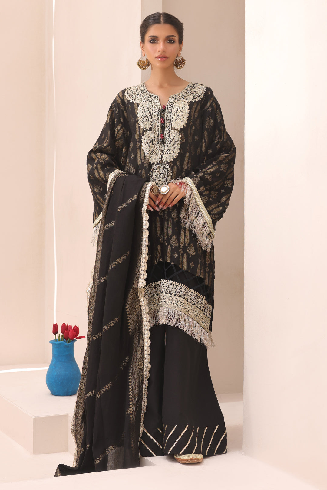 Zellbury | Unstitched 3 Piece Jacquard | Embroidered Shirt Shalwar Dupatta - 1799 -  Zellbury Women Signature Unstitched - Original Designer Dress - House of Maryam