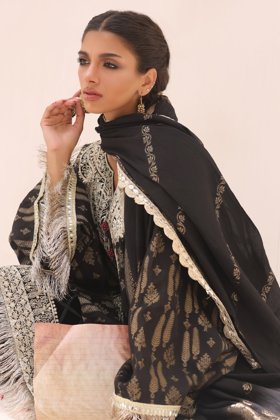 Zellbury | Unstitched 3 Piece Jacquard | Embroidered Shirt Shalwar Dupatta - 1799 -  Zellbury Women Signature Unstitched - Original Designer Dress - House of Maryam