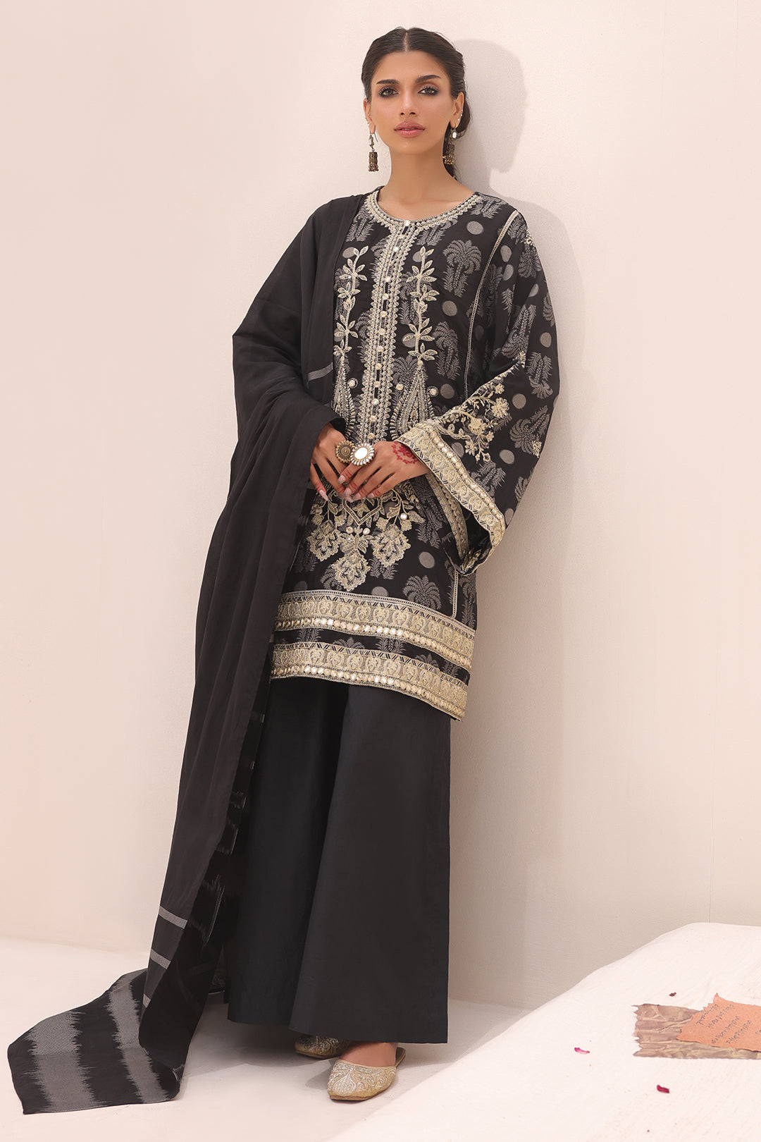 Zellbury | Unstitched 3 Piece Jacquard | Embroidered Shirt Shalwar Dupatta - 1806 -  Zellbury Women Signature Unstitched - Original Designer Dress - House of Maryam