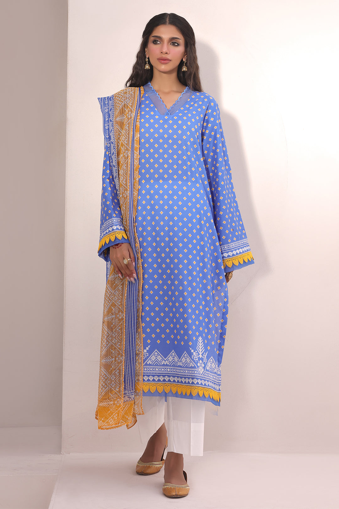 Zellbury | Unstitched 2 Piece Lawn | Shirt Dupatta - 1151 -  Zellbury Women Essential Unstitched - Original Designer Dress - House of Maryam