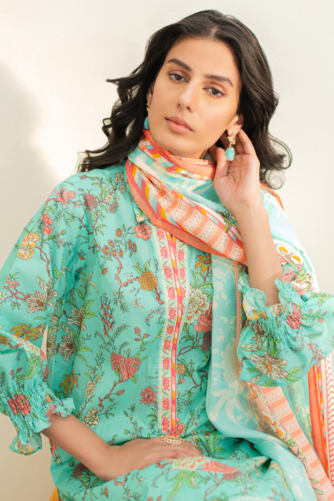 Zellbury | Unstitched 2 Piece Lawn | Shirt Dupatta - 1157 -  Zellbury Women Essential Unstitched - Original Designer Dress - House of Maryam