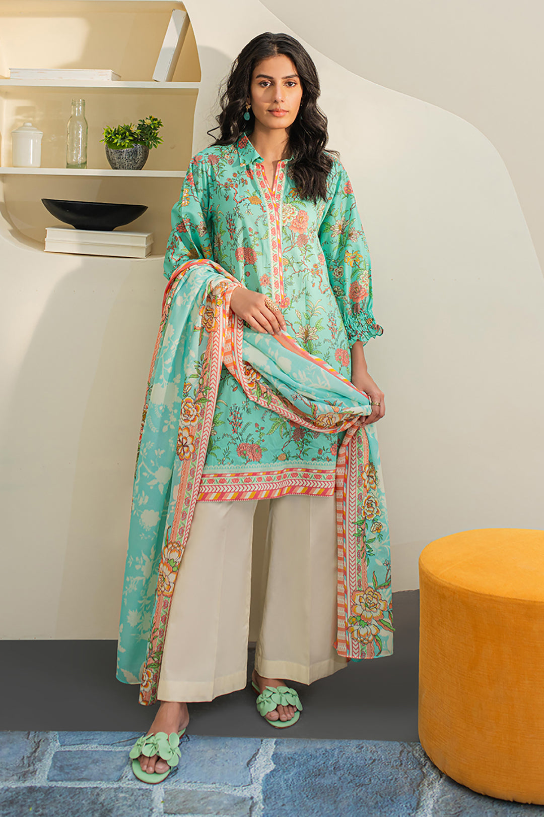 Zellbury | Unstitched 2 Piece Lawn | Shirt Dupatta - 1157 -  Zellbury Women Essential Unstitched - Original Designer Dress - House of Maryam