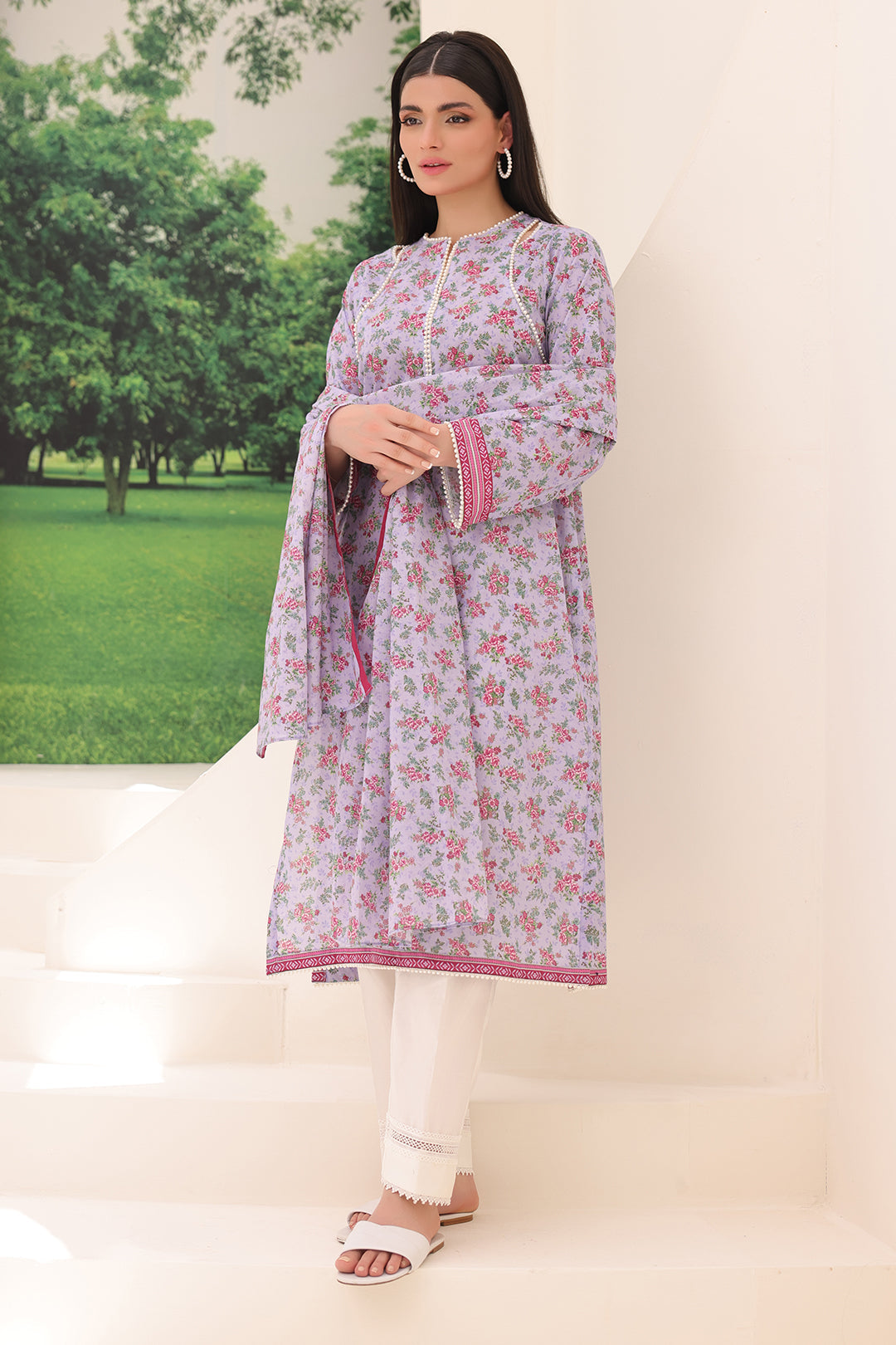 Zellbury | Unstitched 2 Piece Lawn | Shirt Dupatta - 1161 -  Zellbury Women Essential Unstitched - Original Designer Dress - House of Maryam