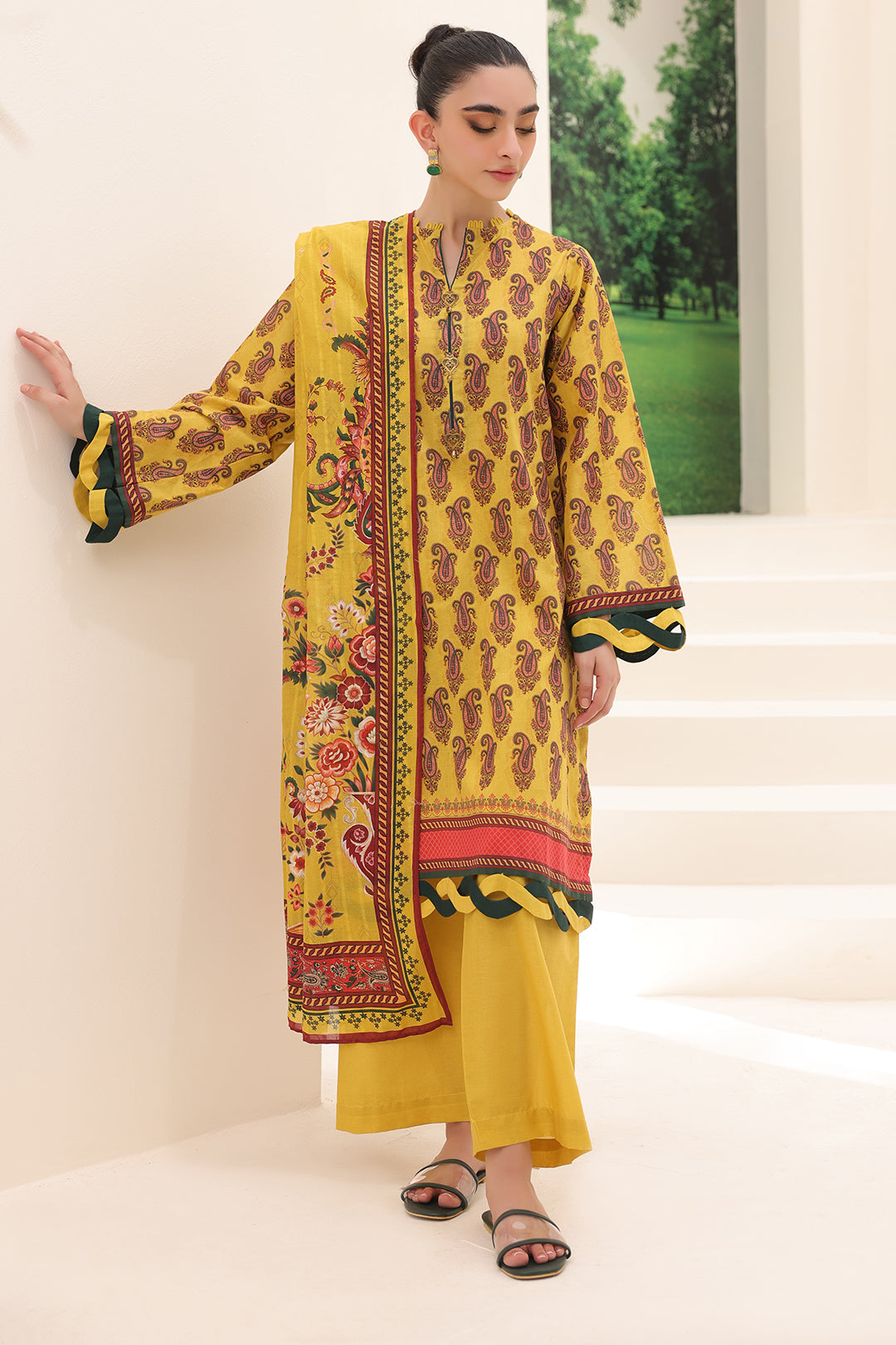 Zellbury | Unstitched 2 Piece Lawn | Shirt Dupatta - 1164 -  Zellbury Women Essential Unstitched - Original Designer Dress - House of Maryam