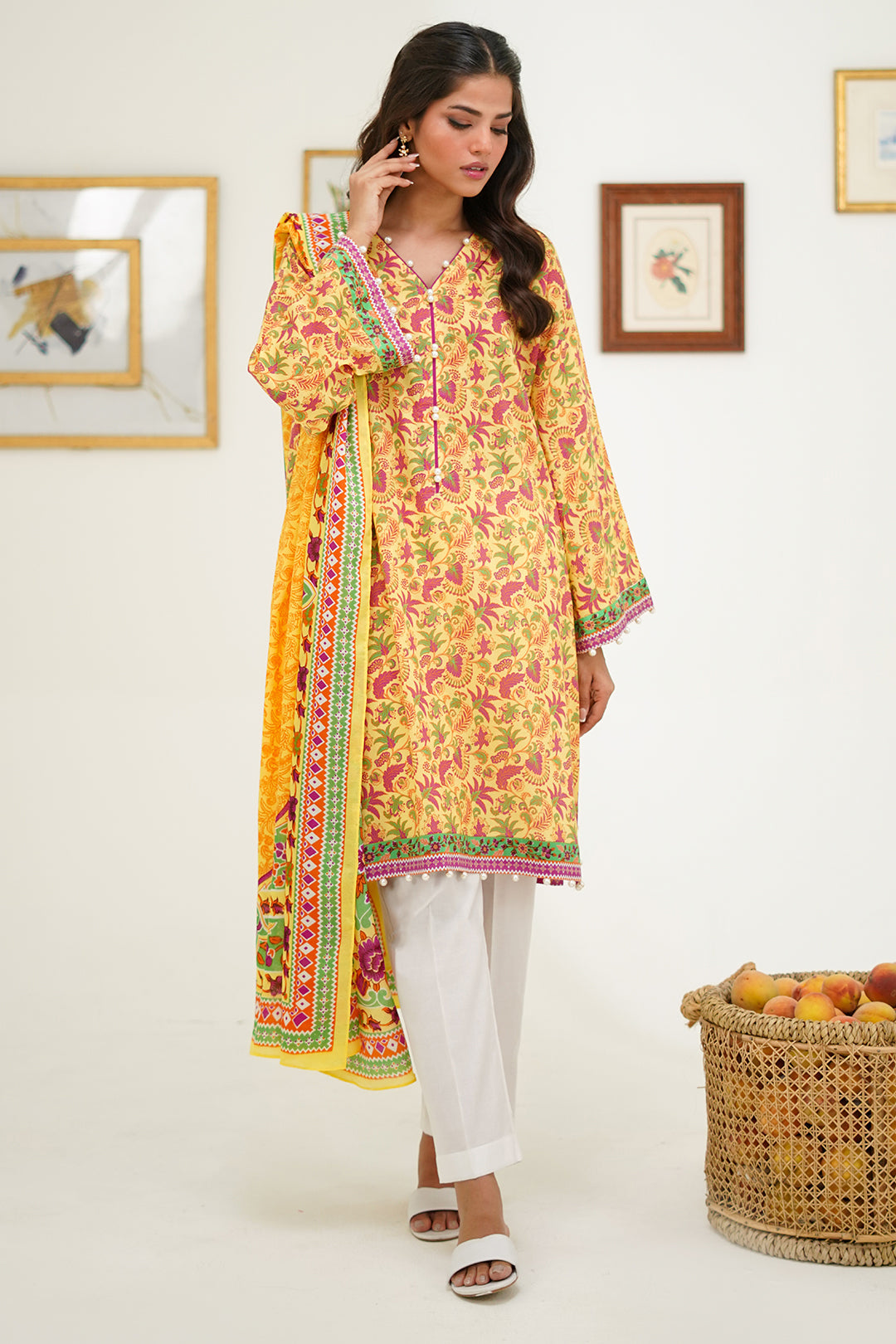 Zellbury | Unstitched 2 Piece Lawn | Shirt Dupatta - 1300 -  Zellbury Women Essential Unstitched - Original Designer Dress - House of Maryam