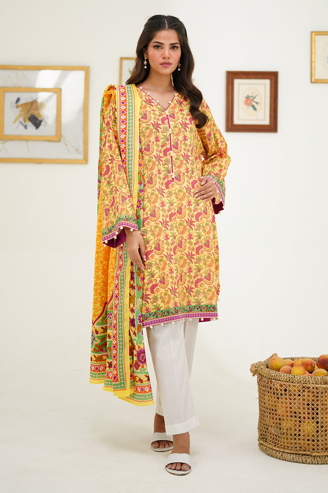 Zellbury | Unstitched 2 Piece Lawn | Shirt Dupatta - 1300 -  Zellbury Women Essential Unstitched - Original Designer Dress - House of Maryam