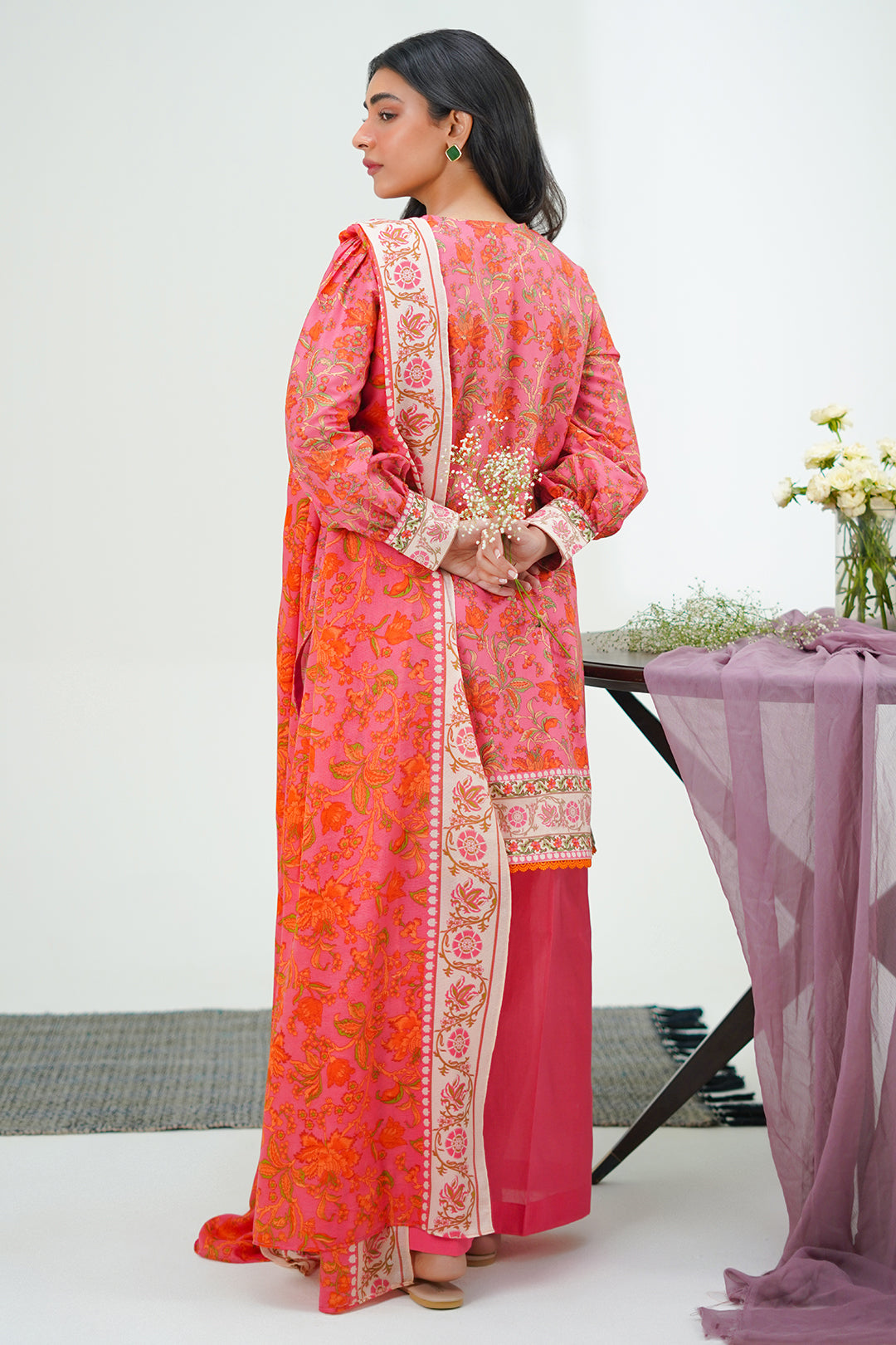 Zellbury | Unstitched 2 Piece Lawn | Shirt Dupatta - 1301 -  Zellbury Women Essential Unstitched - Original Designer Dress - House of Maryam