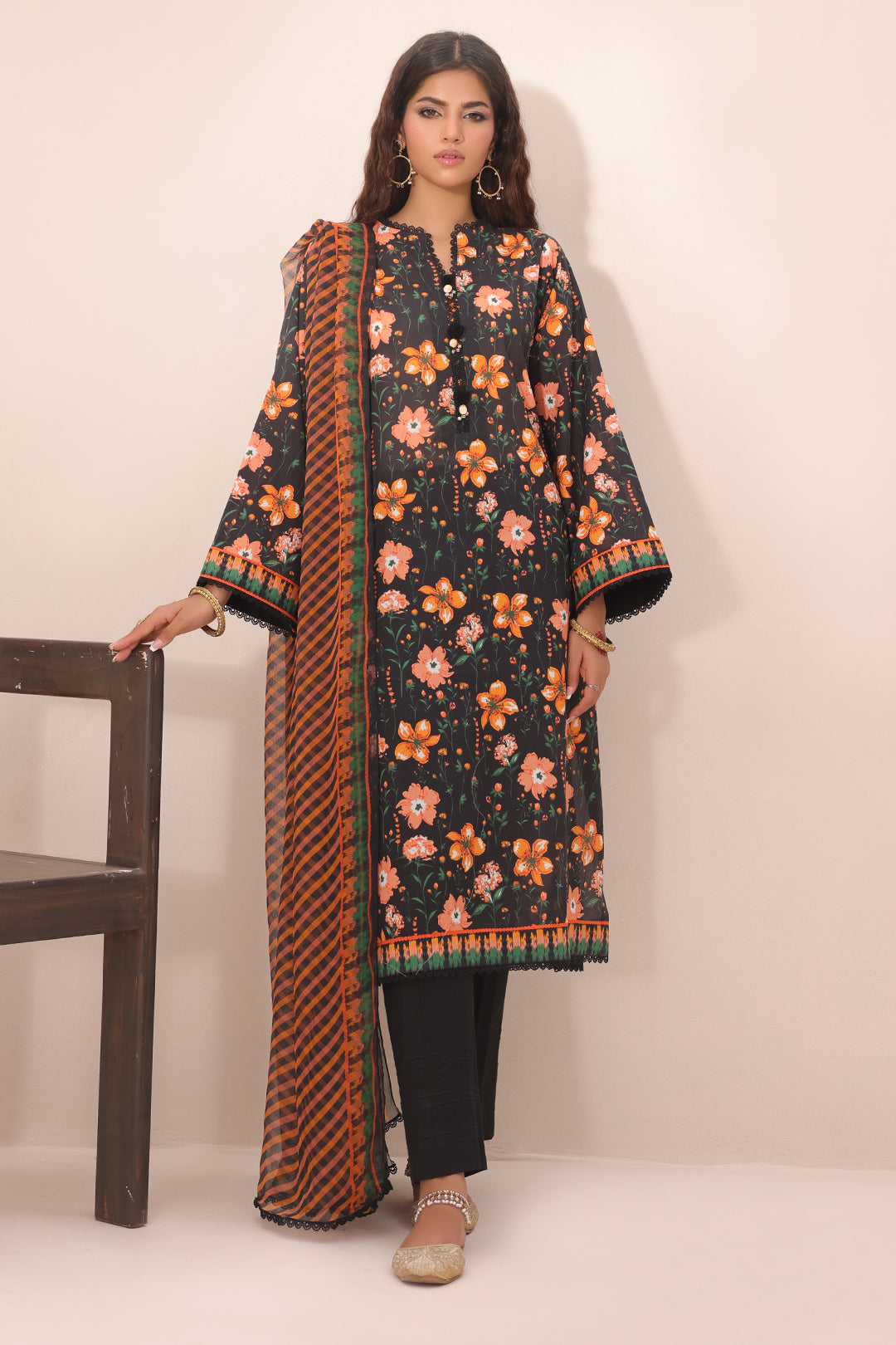 Zellbury | Unstitched 2 Piece Lawn | Shirt Dupatta - 1302 -  Zellbury Women Essential Unstitched - Original Designer Dress - House of Maryam