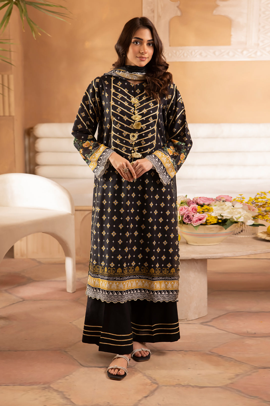 Zellbury | Unstitched 3 Piece Lawn | Shirt Shalwar Dupatta - 1081 -  Zellbury Women Essential Unstitched - Original Designer Dress - House of Maryam