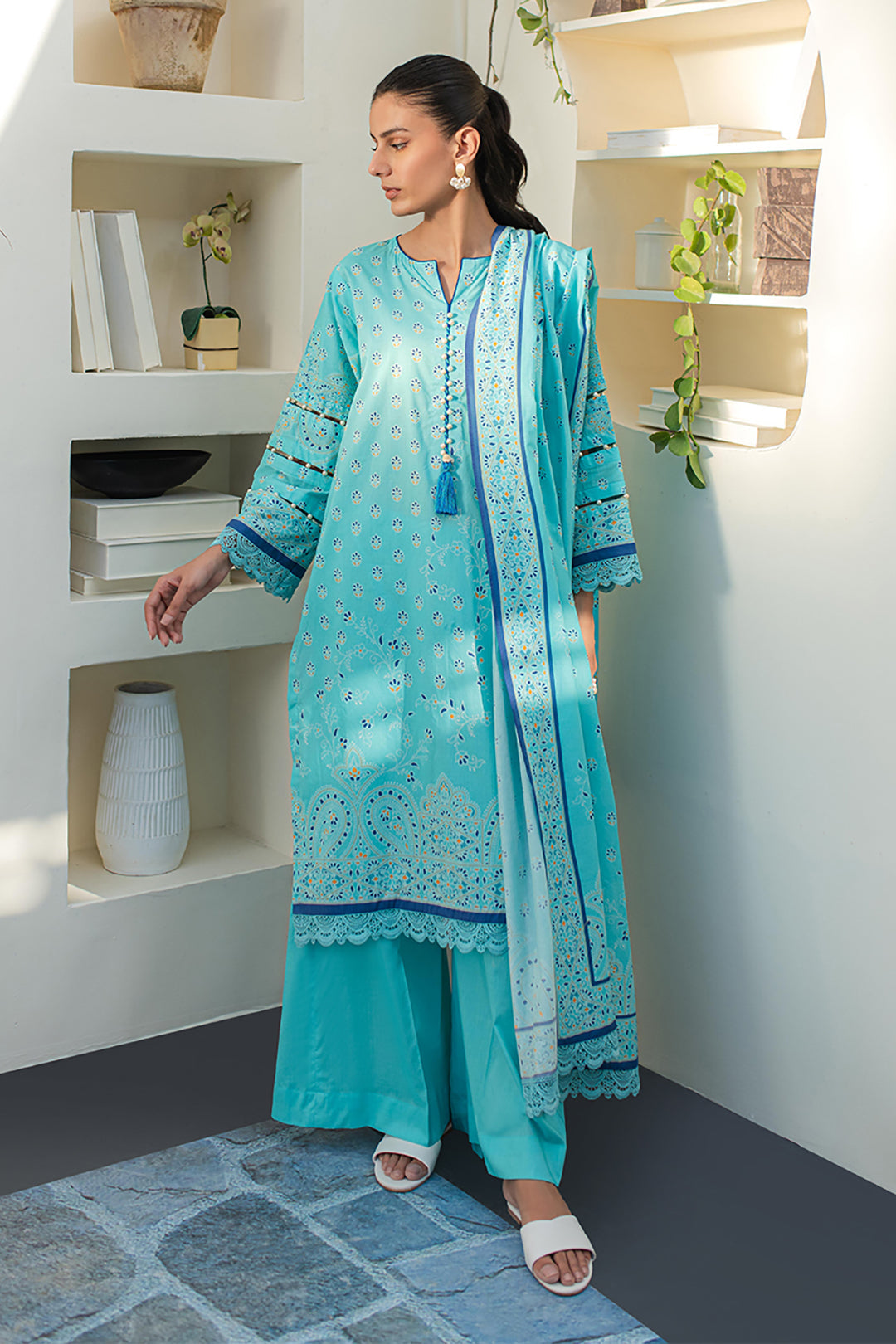 Zellbury | Unstitched 3 Piece Lawn | Shirt Shalwar Dupatta - 1198 -  Zellbury Women Essential Unstitched - Original Designer Dress - House of Maryam