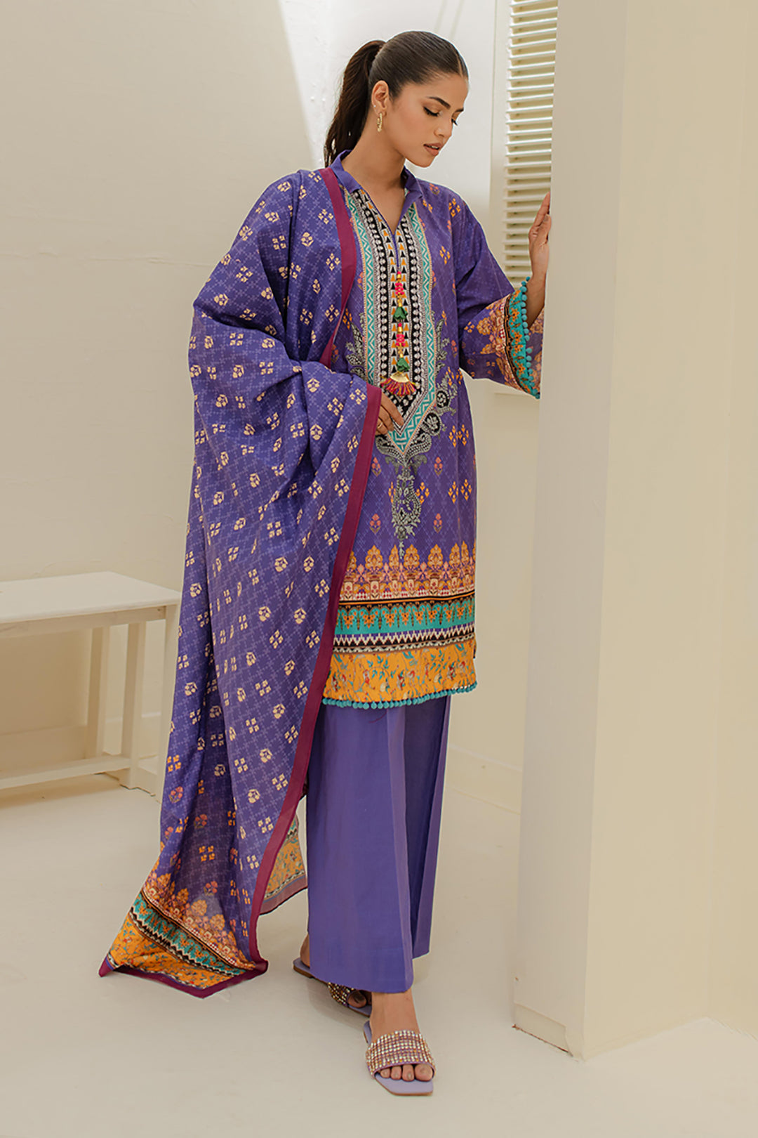 Zellbury | Unstitched 3 Piece Lawn | Shirt Shalwar Dupatta - 1215 -  Zellbury Women Essential Unstitched - Original Designer Dress - House of Maryam