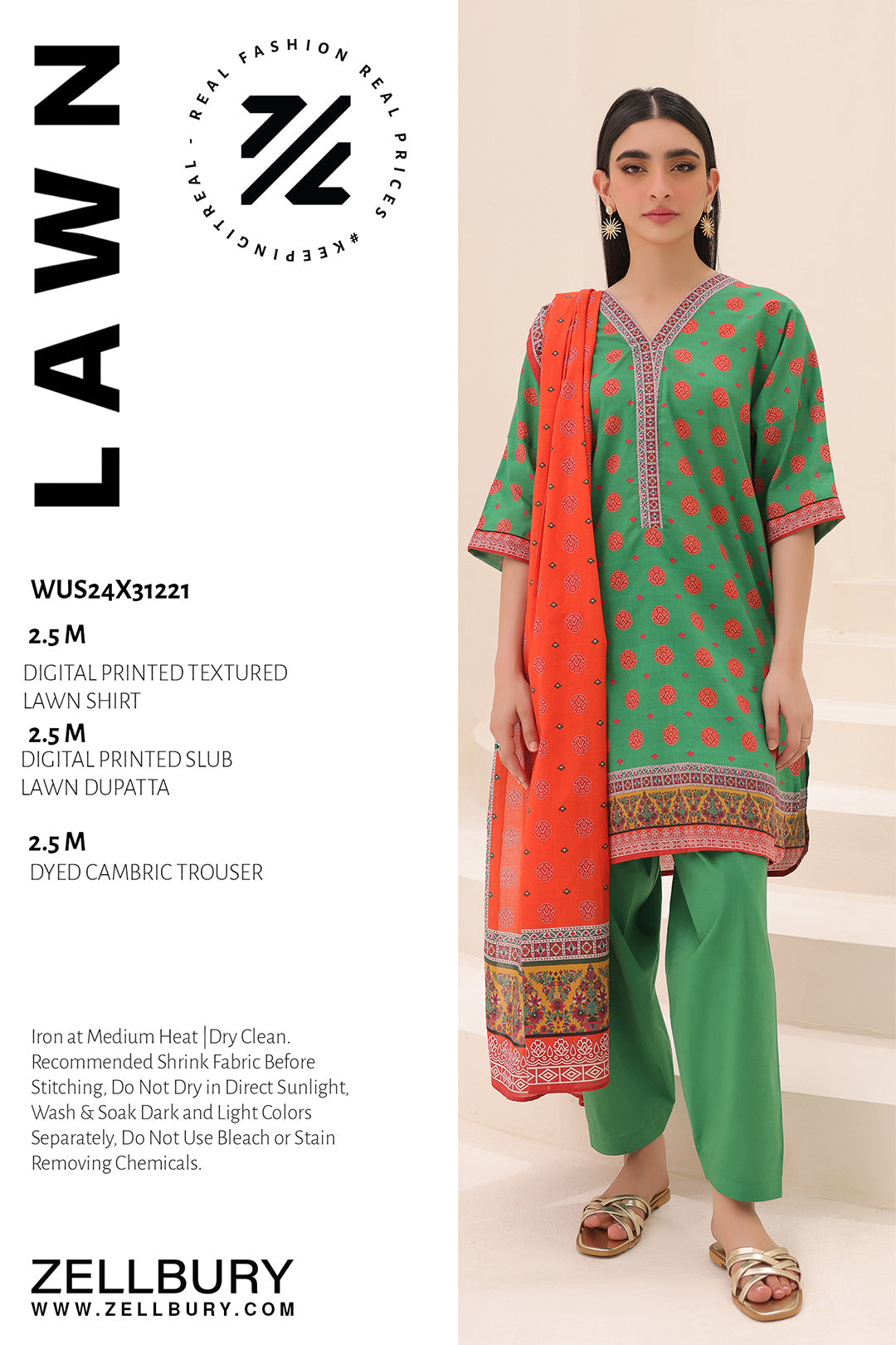 Zellbury | Unstitched 3 Piece Lawn | Shirt Shalwar Dupatta - 1221 -  Zellbury Women Essential Unstitched - Original Designer Dress - House of Maryam