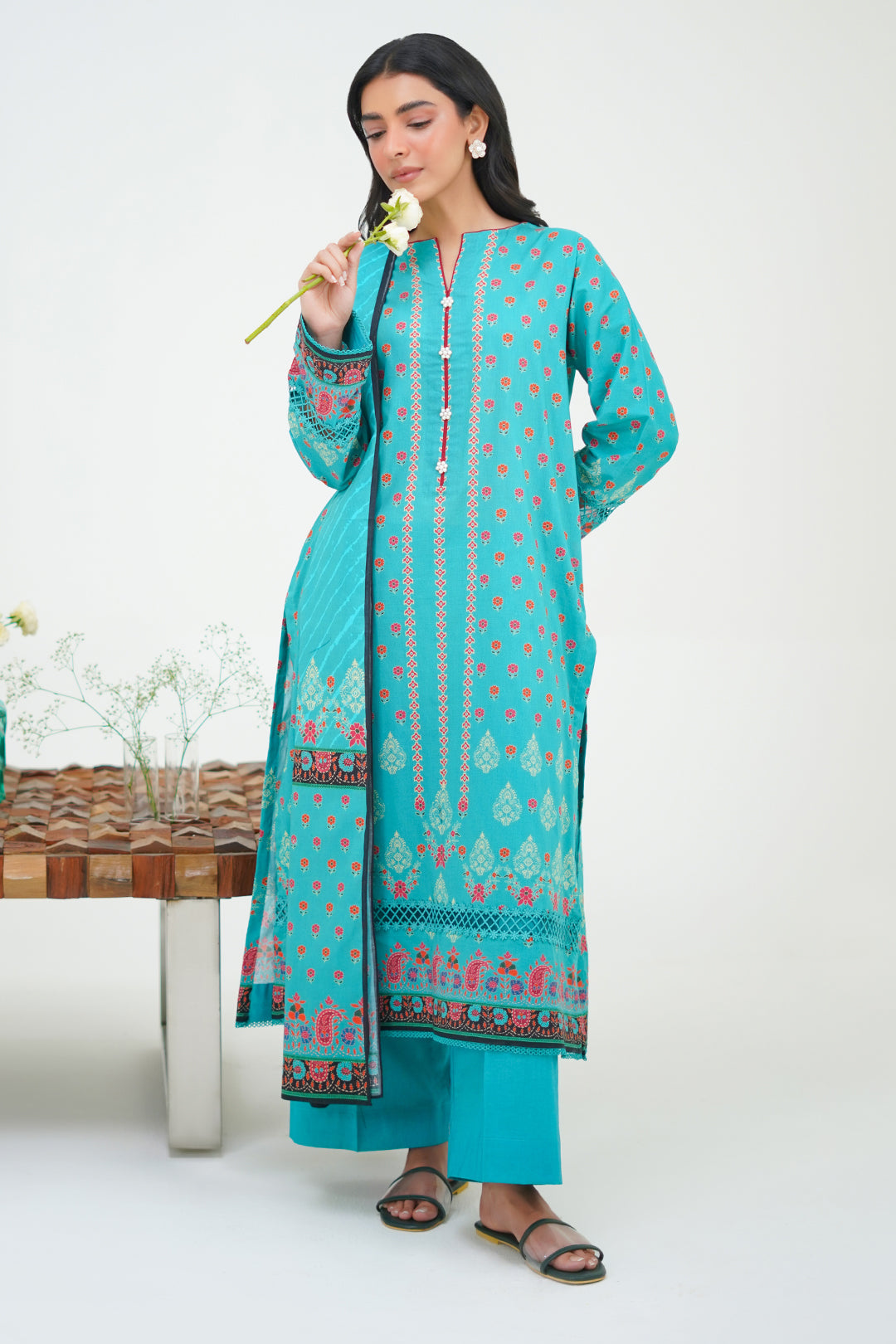 Zellbury | Unstitched 3 Piece Lawn | Shirt Shalwar Dupatta - 1227 -  Zellbury Women Essential Unstitched - Original Designer Dress - House of Maryam