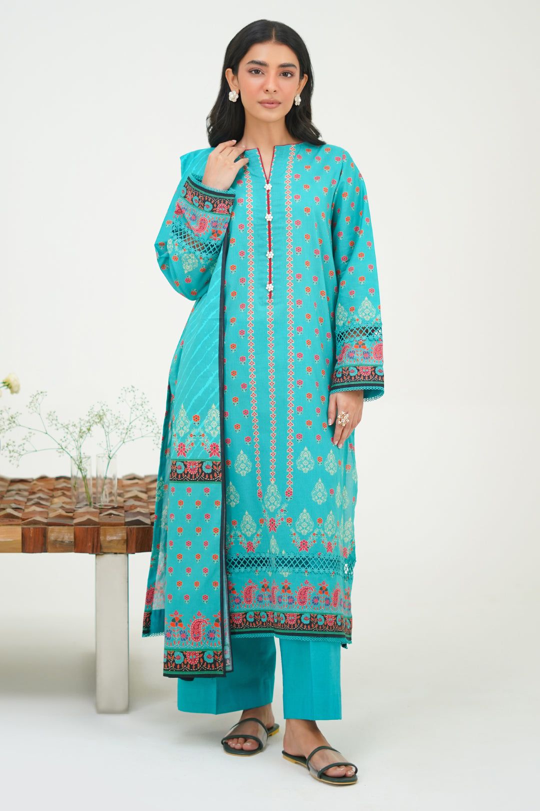 Zellbury | Unstitched 3 Piece Lawn | Shirt Shalwar Dupatta - 1227 -  Zellbury Women Essential Unstitched - Original Designer Dress - House of Maryam
