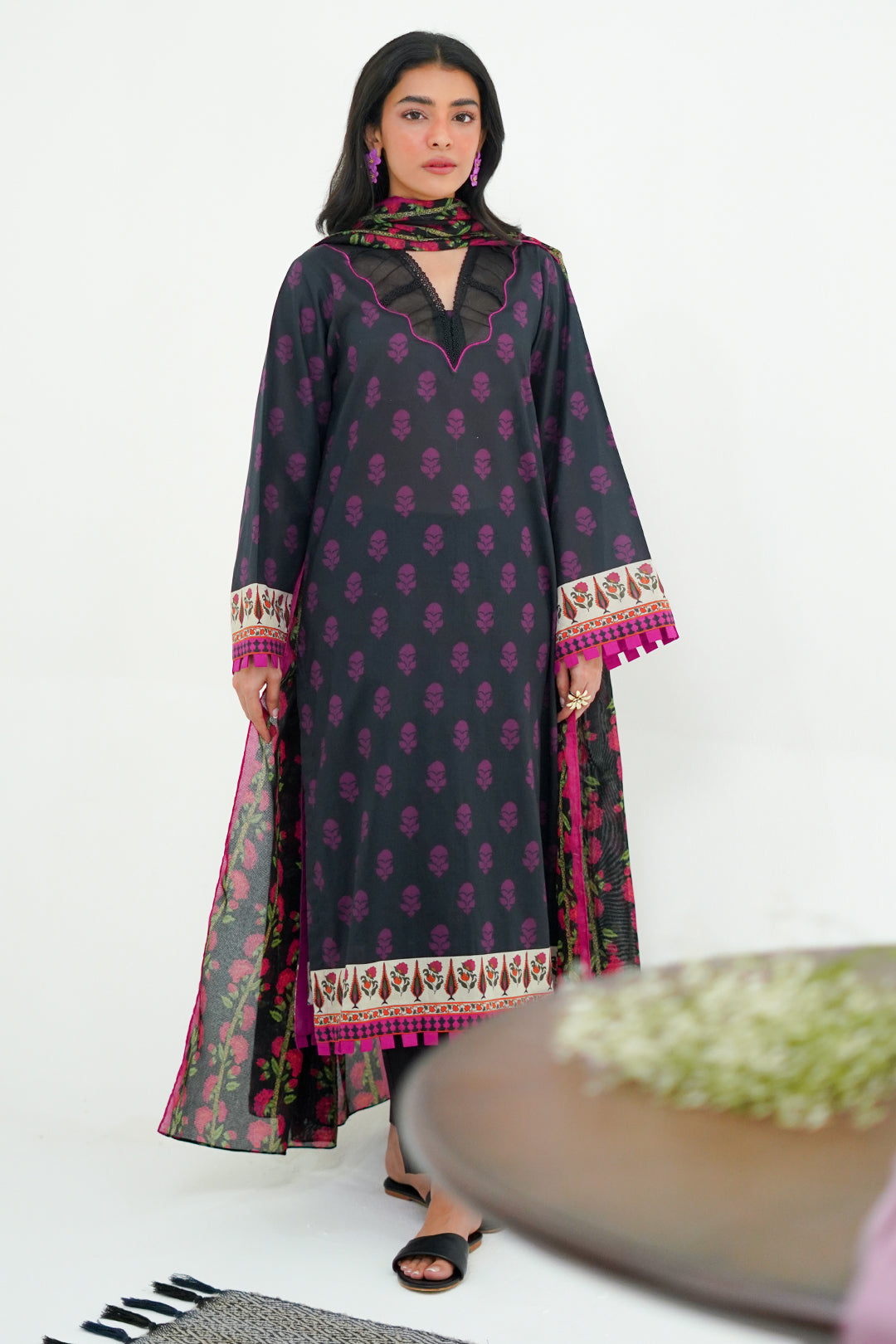 Zellbury | Unstitched 3 Piece Lawn | Shirt Shalwar Dupatta - 1324 -  Zellbury Women Essential Unstitched - Original Designer Dress - House of Maryam
