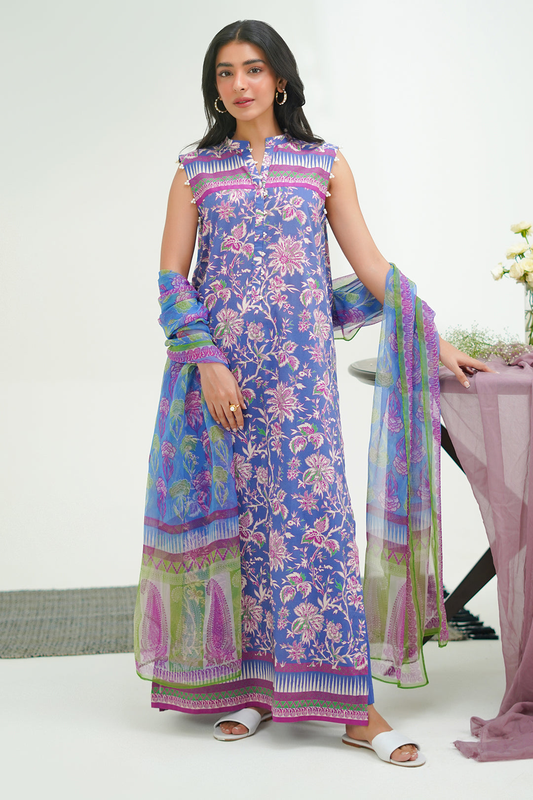 Zellbury | Unstitched 3 Piece Lawn | Shirt Shalwar Dupatta - 1501 -  Zellbury Women Essential Unstitched - Original Designer Dress - House of Maryam