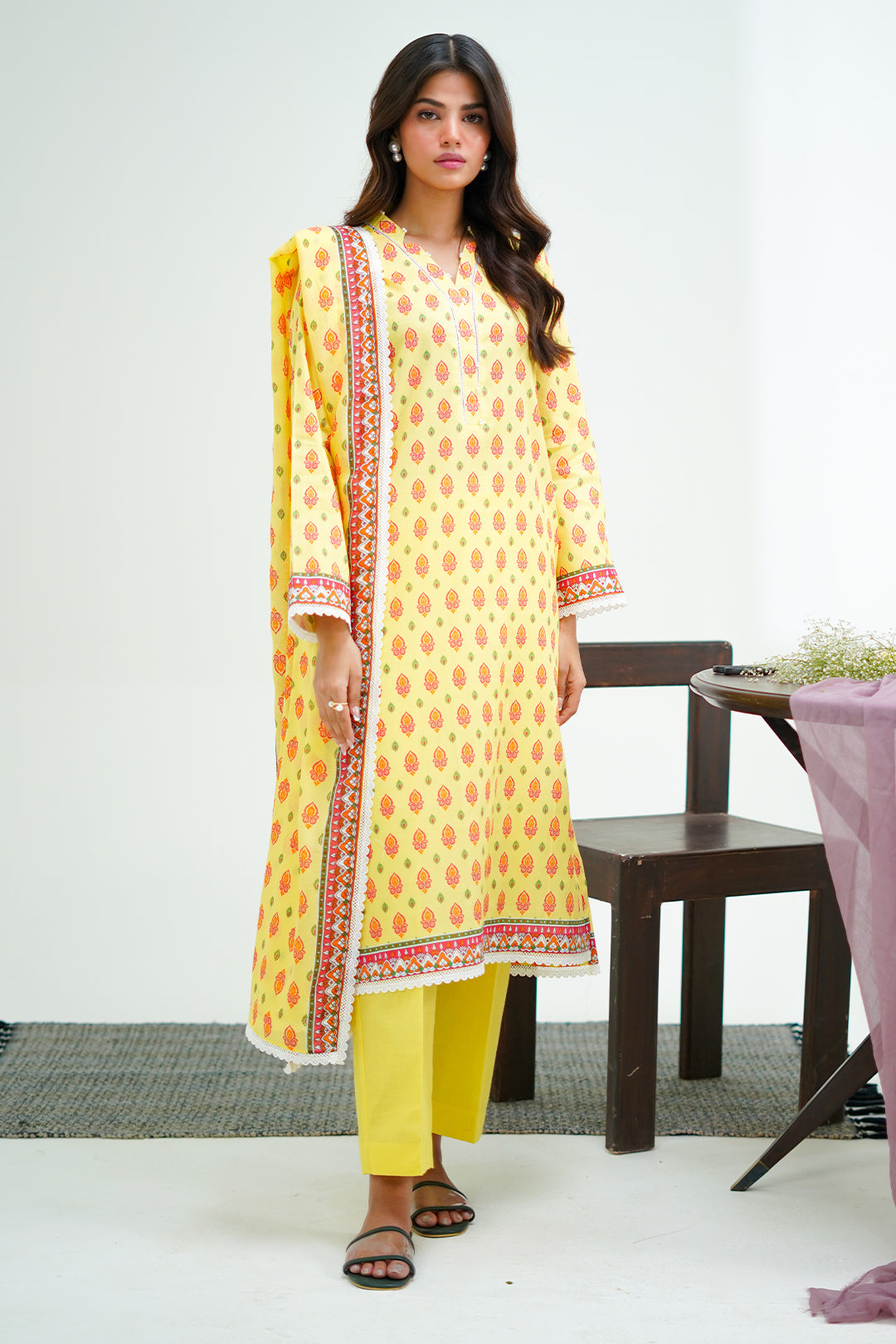 Zellbury | Unstitched 3 Piece Lawn | Shirt Shalwar Dupatta - 1503 -  Zellbury Women Essential Unstitched - Original Designer Dress - House of Maryam