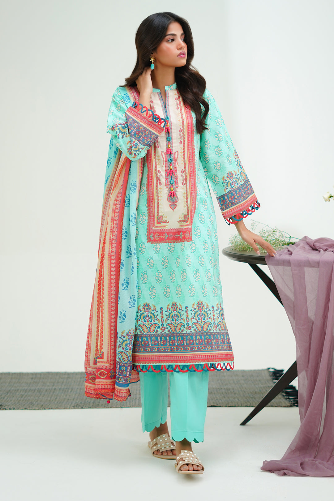 Zellbury | Unstitched 3 Piece Lawn | Shirt Shalwar Dupatta - 1504 -  Zellbury Women Essential Unstitched - Original Designer Dress - House of Maryam