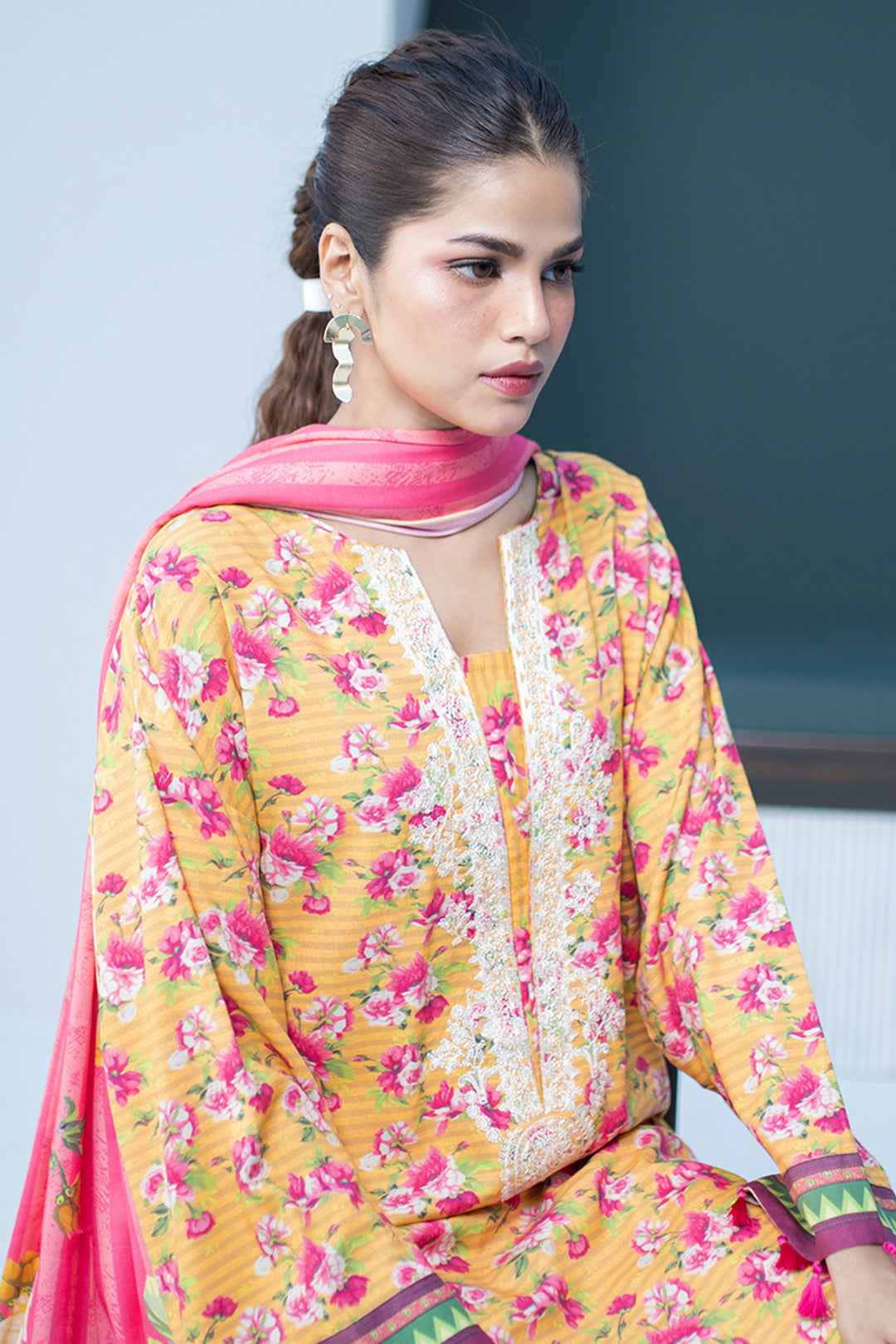 Zellbury | Unstitched 3 Piece Viscose | Embroidered Shirt Shalwar Dupatta - 0837 -  Zellbury Women Essential Unstitched - Original Designer Dress - House of Maryam