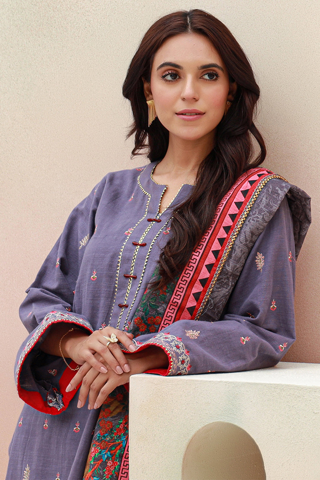 Zellbury | Unstitched 3 Piece Khaddar | Embroidered Shirt Shalwar Dupatta - 0846 -  Zellbury Women Signature Unstitched - Original Designer Dress - House of Maryam