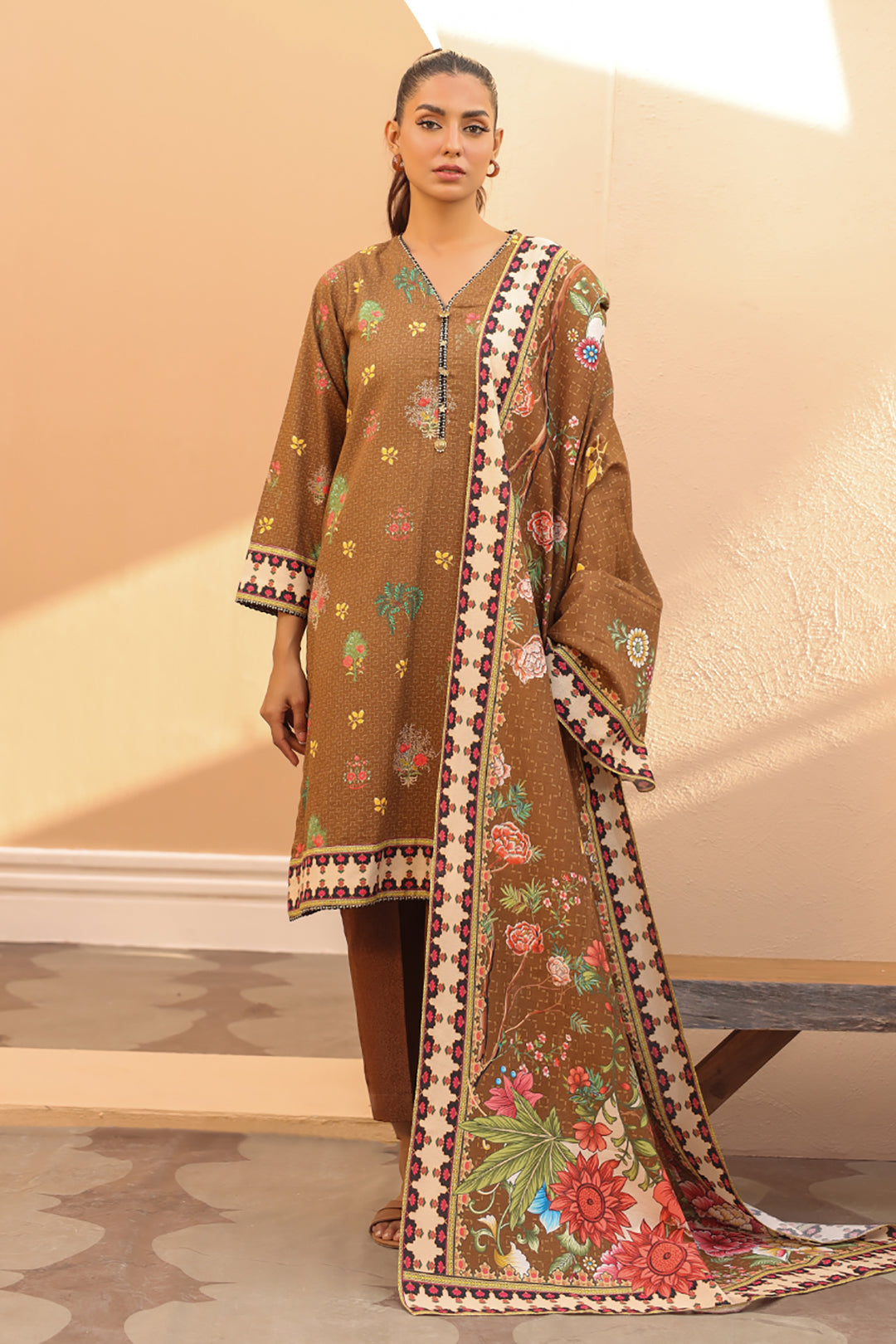 Zellbury | Unstitched 3 Piece Khaddar | Shirt Shalwar Dupatta - 0829 -  Zellbury Women Essential Unstitched - Original Designer Dress - House of Maryam