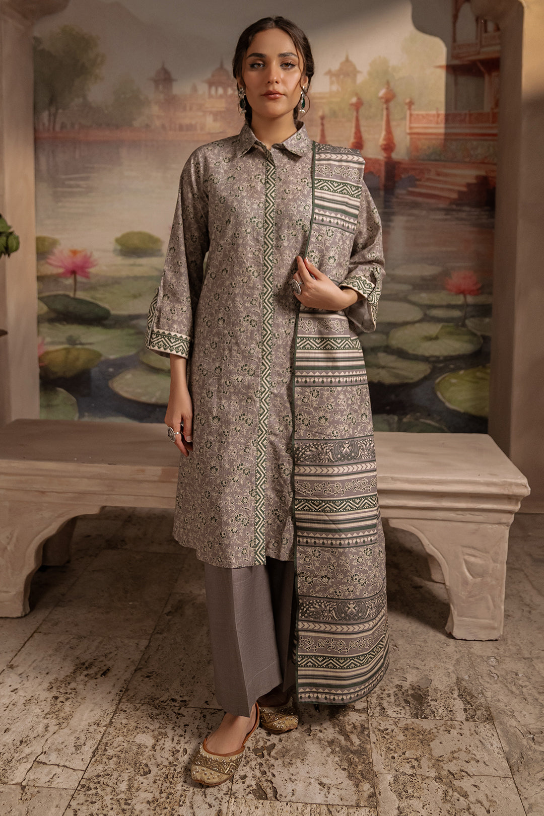 Zellbury | Unstitched 3 Piece Karandi | Shirt Shalwar Dupatta - 0457 -  Zellbury Women Essential Unstitched - Original Designer Dress - House of Maryam