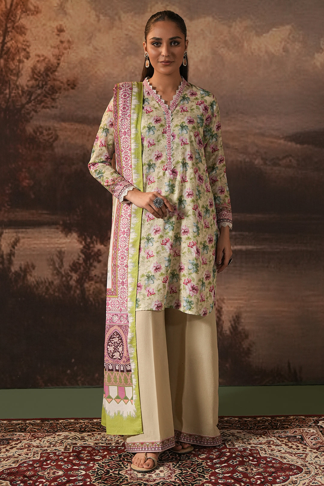 Zellbury | Unstitched 3 Piece Karandi | Shirt Shalwar Dupatta - 0458 -  Zellbury Women Essential Unstitched - Original Designer Dress - House of Maryam