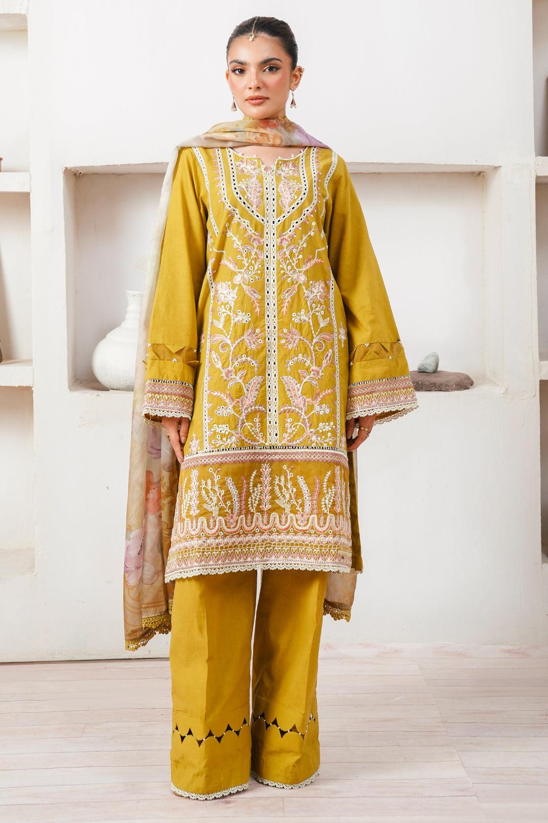 Zellbury | Unstitched 3 Piece Cambric | Embroidered Shirt Shalwar Dupatta - 0156 -  Zellbury Women Signature Unstitched - Original Designer Dress - House of Maryam
