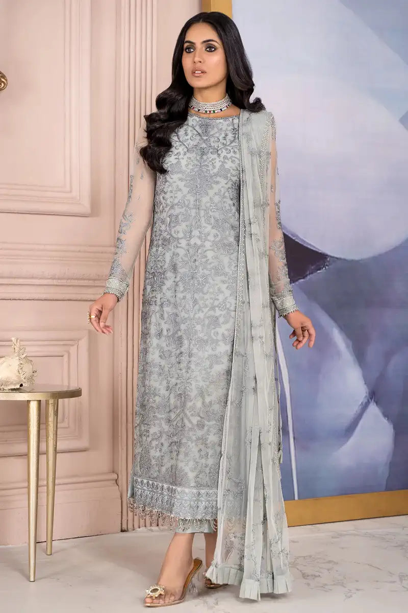 Zarif | Afreen Formals | ZA 02 STEEL GREY -  Zarif Formal - Original Designer Dress - House of Maryam