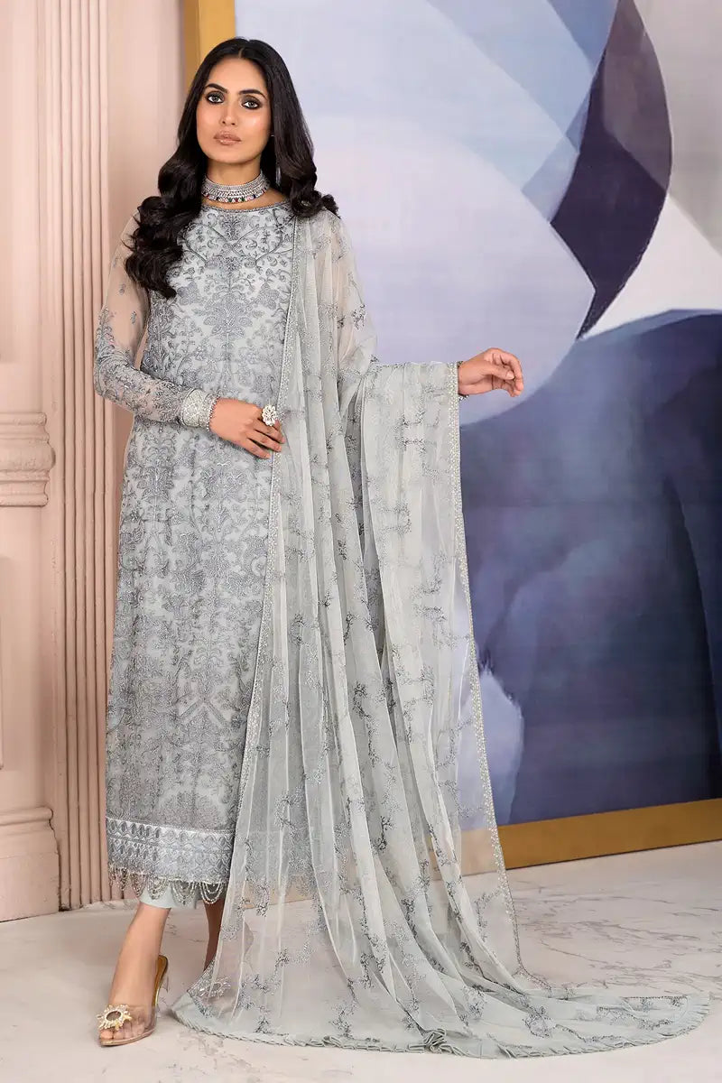 Zarif | Afreen Formals | ZA 02 STEEL GREY -  Zarif Formal - Original Designer Dress - House of Maryam