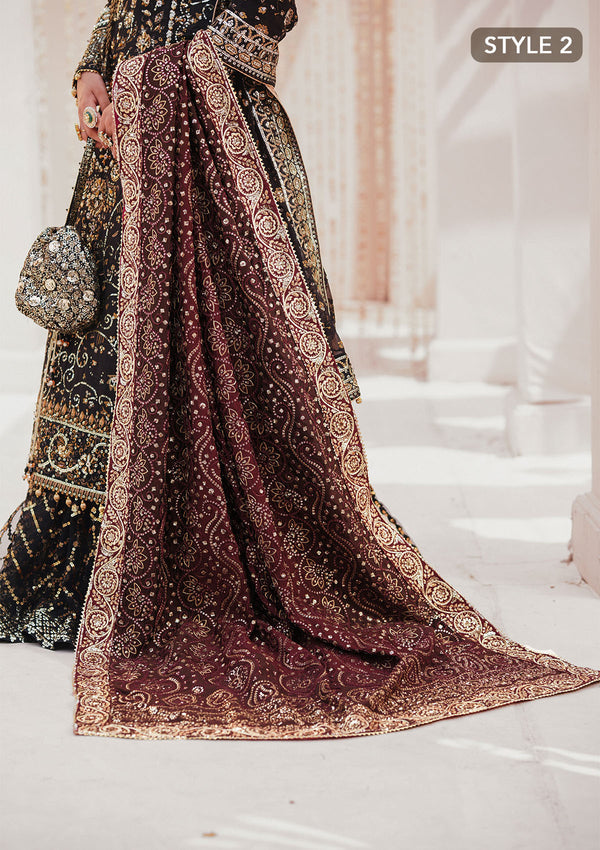 Aik Atelier | MAROON TUSSAR SILK CHUNRI SHAWL -  Aik Atelier Bridal - Original Designer Dress - House of Maryam
