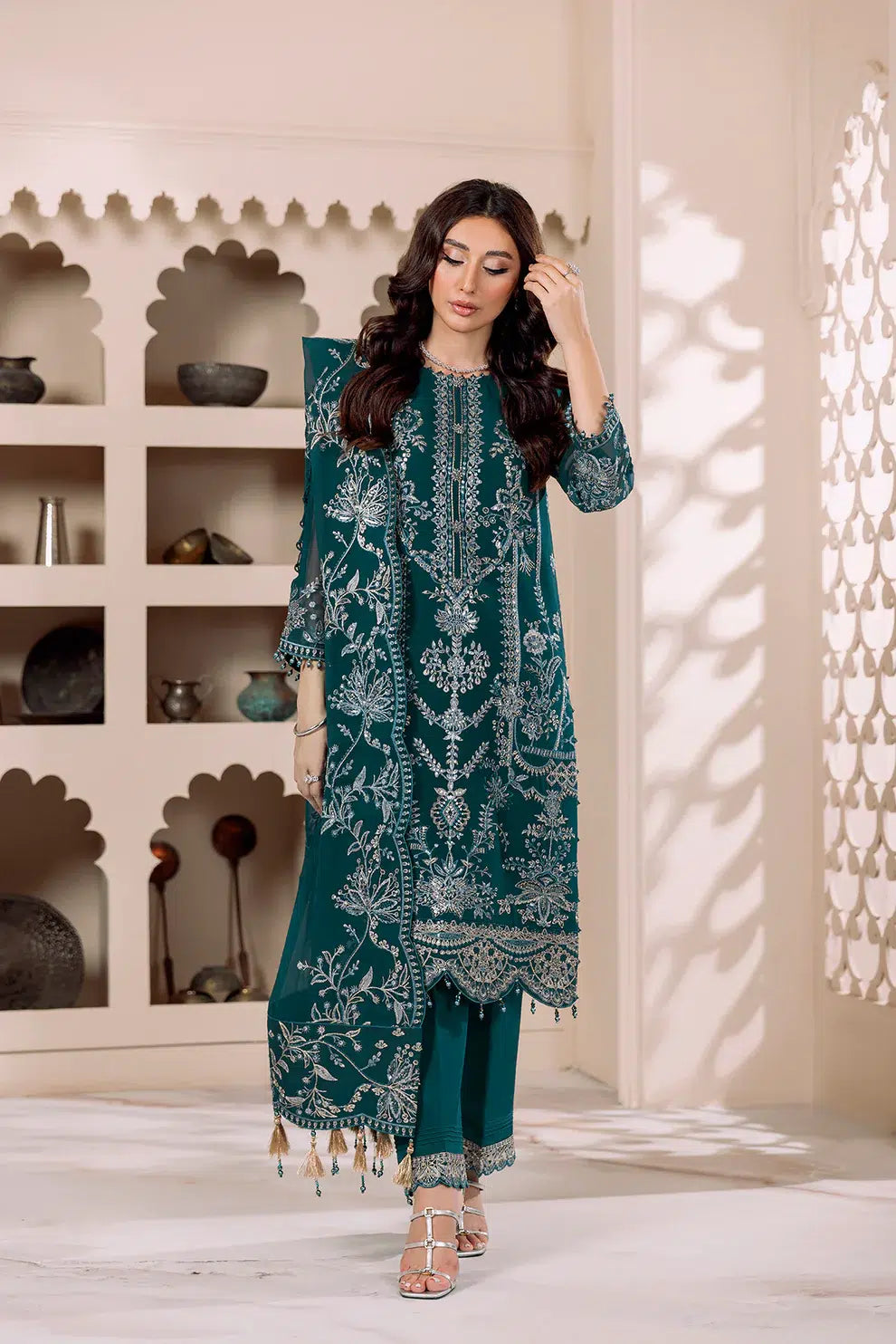 Alizeh | Dua Formals 23 | DUA-V01D02B- LYRA ( ZINC ) -  Alizeh Formal - Original Designer Dress - House of Maryam
