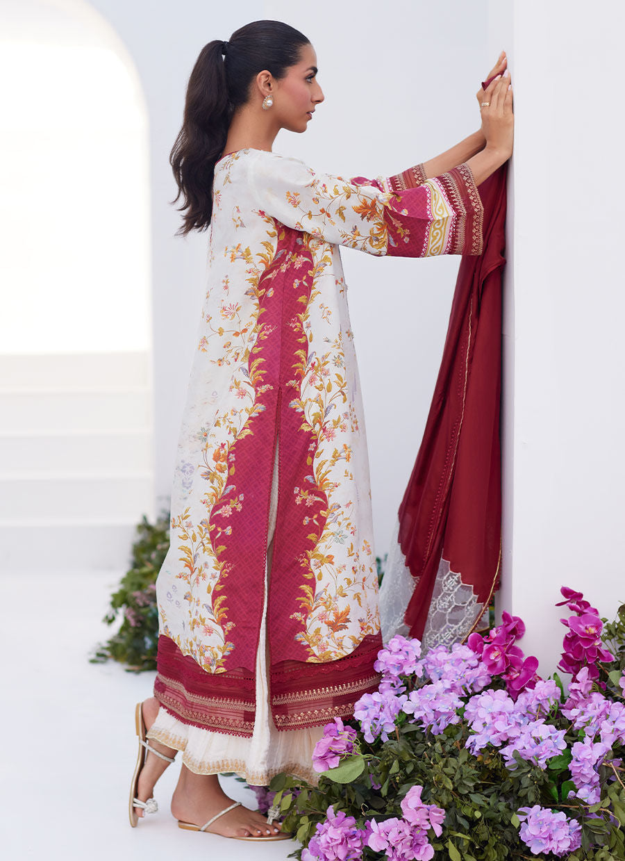 Farah Talib Aziz | Zaza Prints 24 | SANGRIA TRELLIS SHIRT AND DUPATTA -  Farah Talib Aziz Luxury - Original Designer Dress - House of Maryam