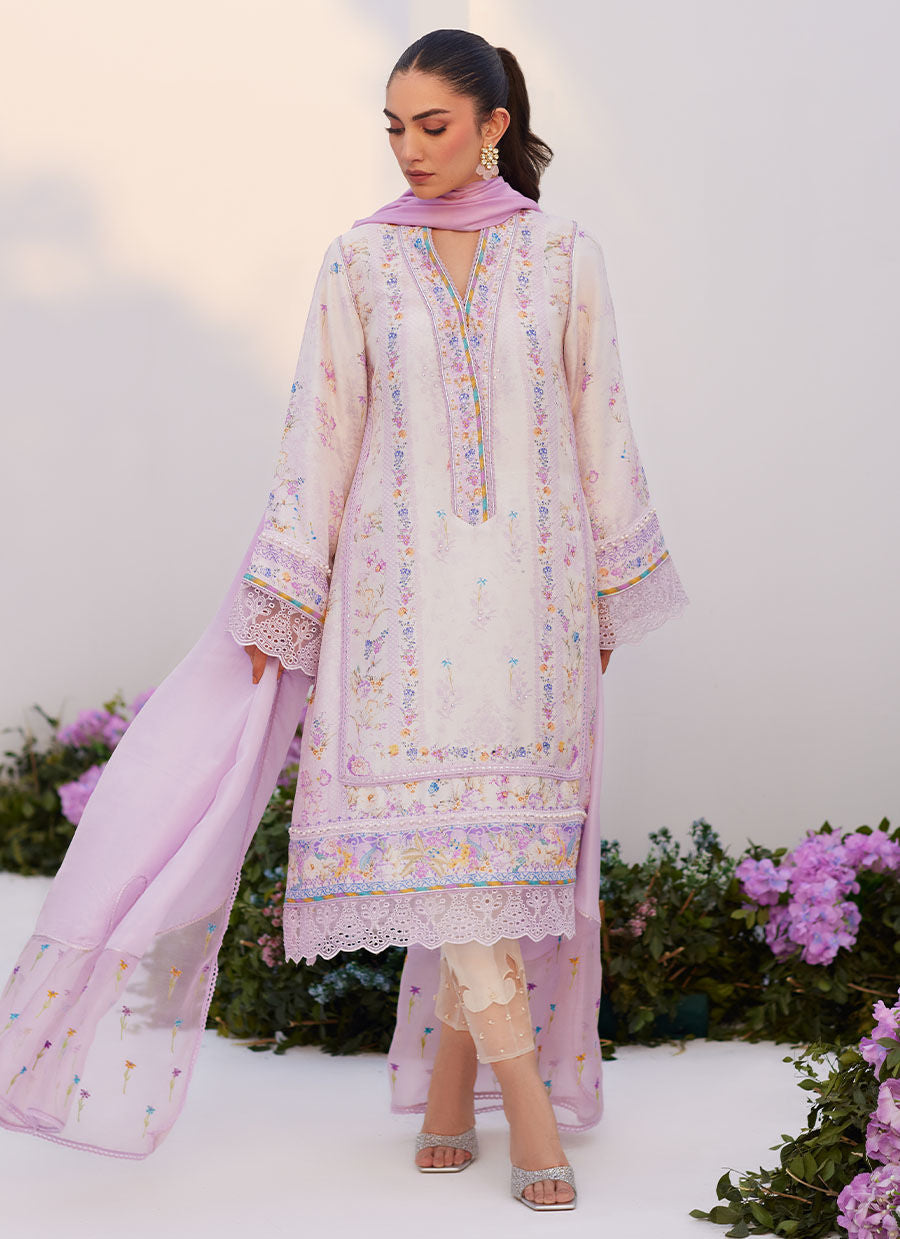 Farah Talib Aziz | Zaza Prints 24 | HEATHER LAVENDER SHIRT AND DUPATTA -  Farah Talib Aziz Luxury - Original Designer Dress - House of Maryam