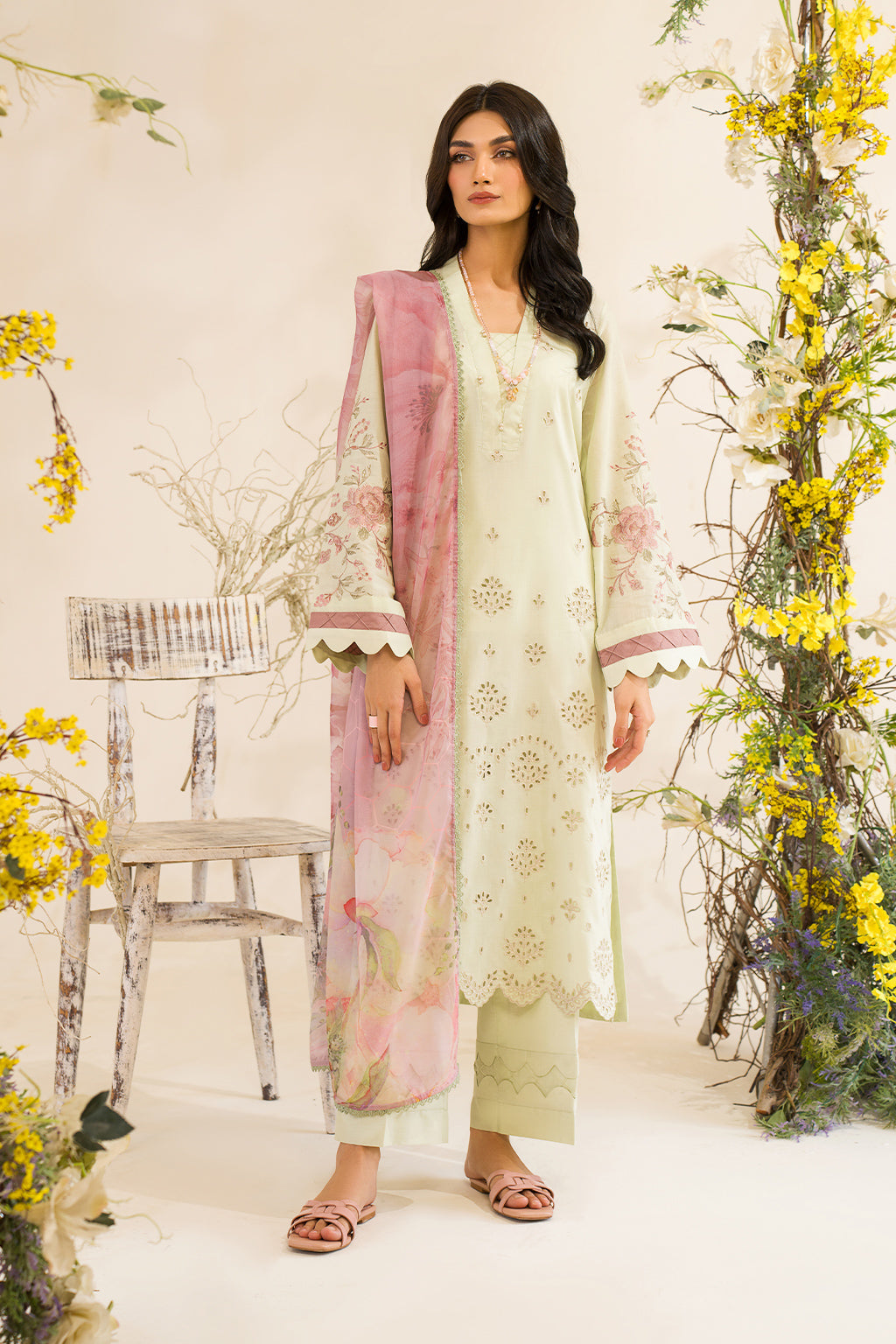 Iznik | Lawnkari 24 | UE-198 SILKGREEN -  Iznik Formal - Original Designer Dress - House of Maryam