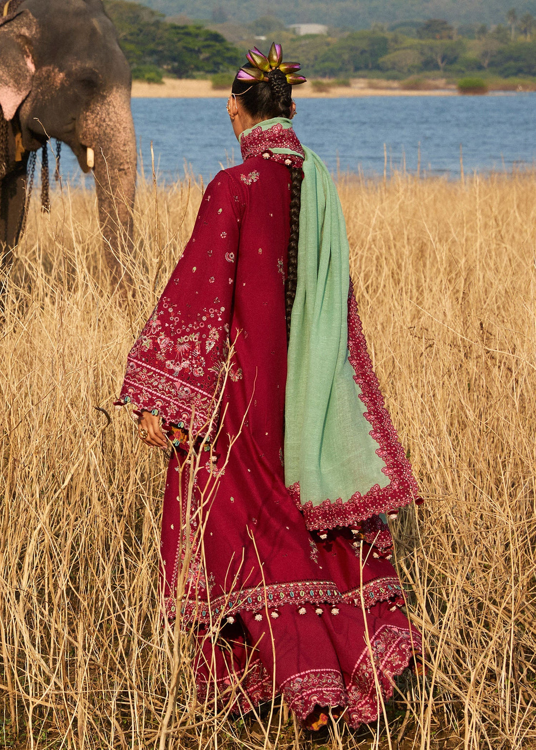 Hussain Rehar | Luxury Lawn 25 | Mahogany -  Hussain Rehar Ladies Clothes - Original Designer Dress - House of Maryam