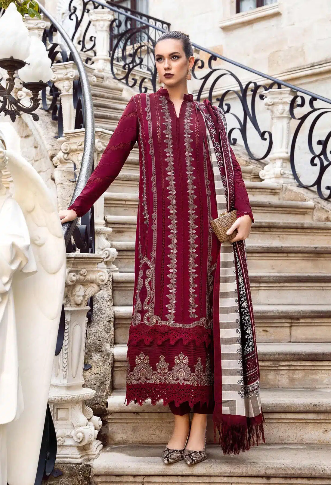 Maria B | M Prints Winter 23 | MPT-2002-A -  Maria B Luxury - Original Designer Dress - House of Maryam