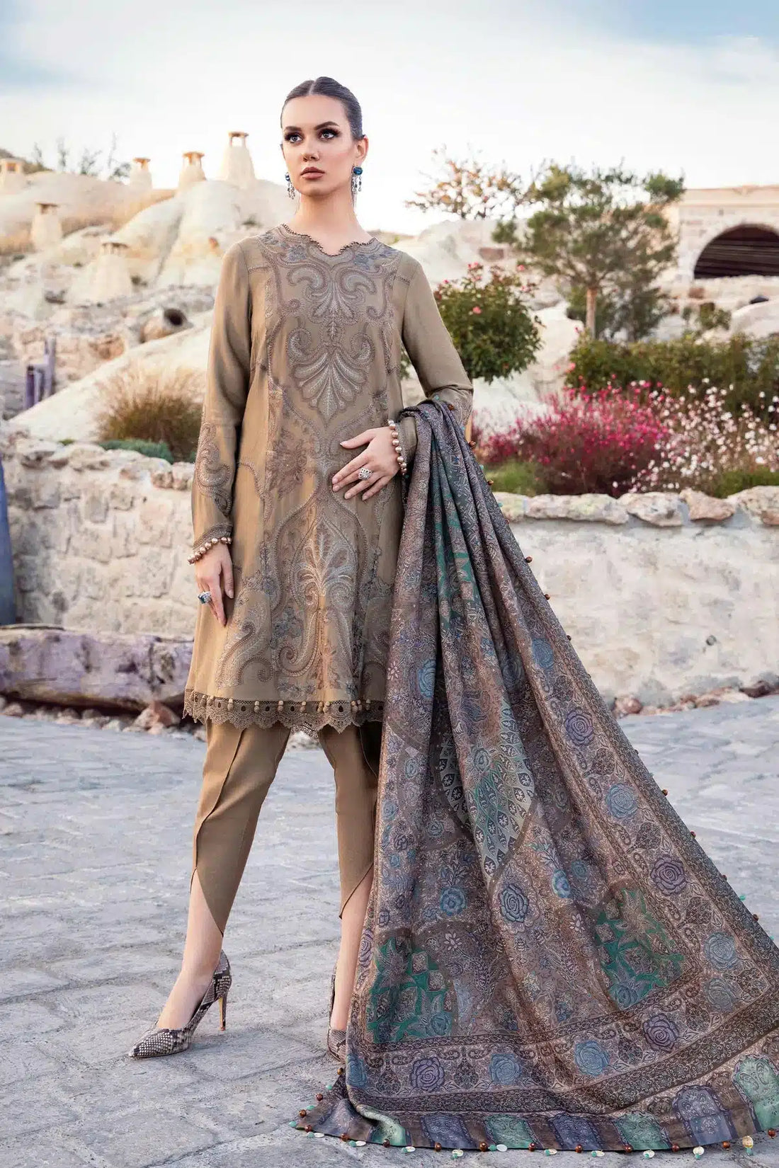 Maria B | M Prints Winter 23 | MPT-2003-A -  Maria B Luxury - Original Designer Dress - House of Maryam